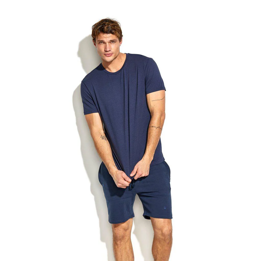 Bamboo Cotton T-shirt Crewneck Navy - Image 4