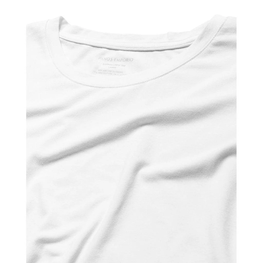Bamboo Cotton T-shirt Crewneck White - Image 3