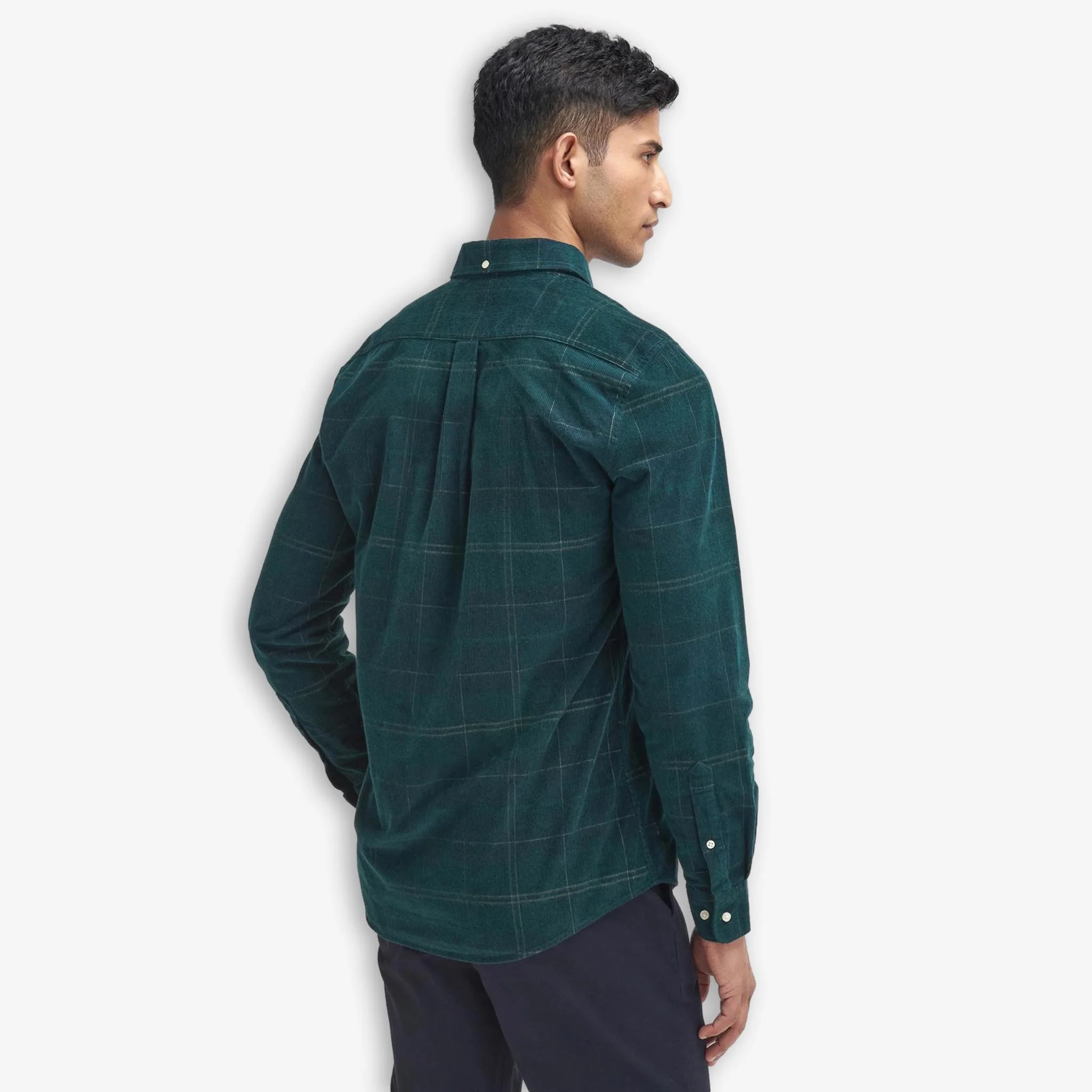 Blair Tailored Tartan Cord Shirt Green - Image 3