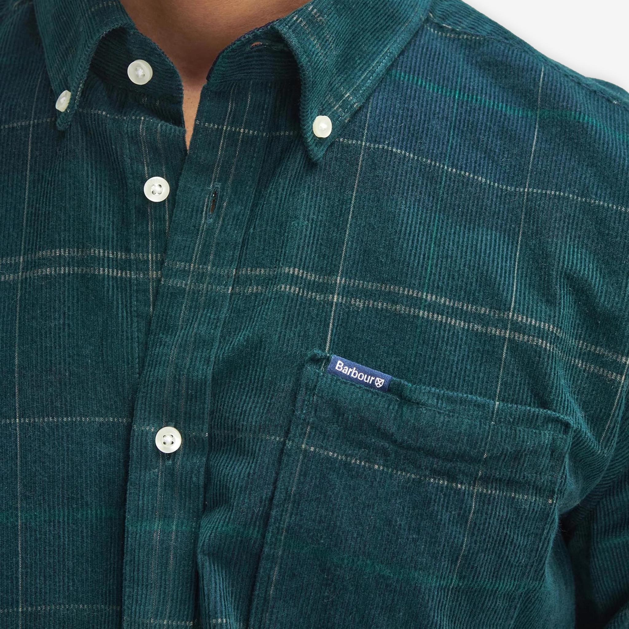 Blair Tailored Tartan Cord Shirt Green - Image 6