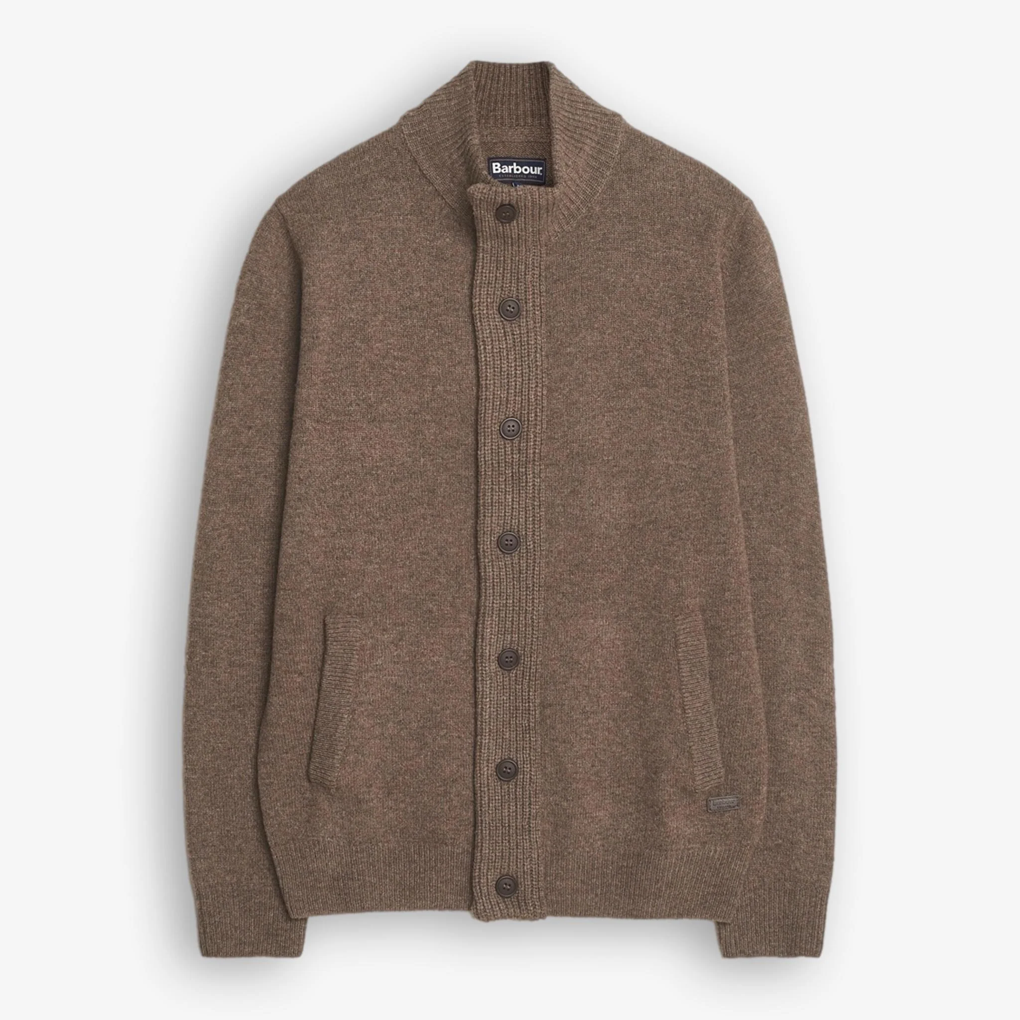 Essential Patch Zip Through Cardigan Brown
