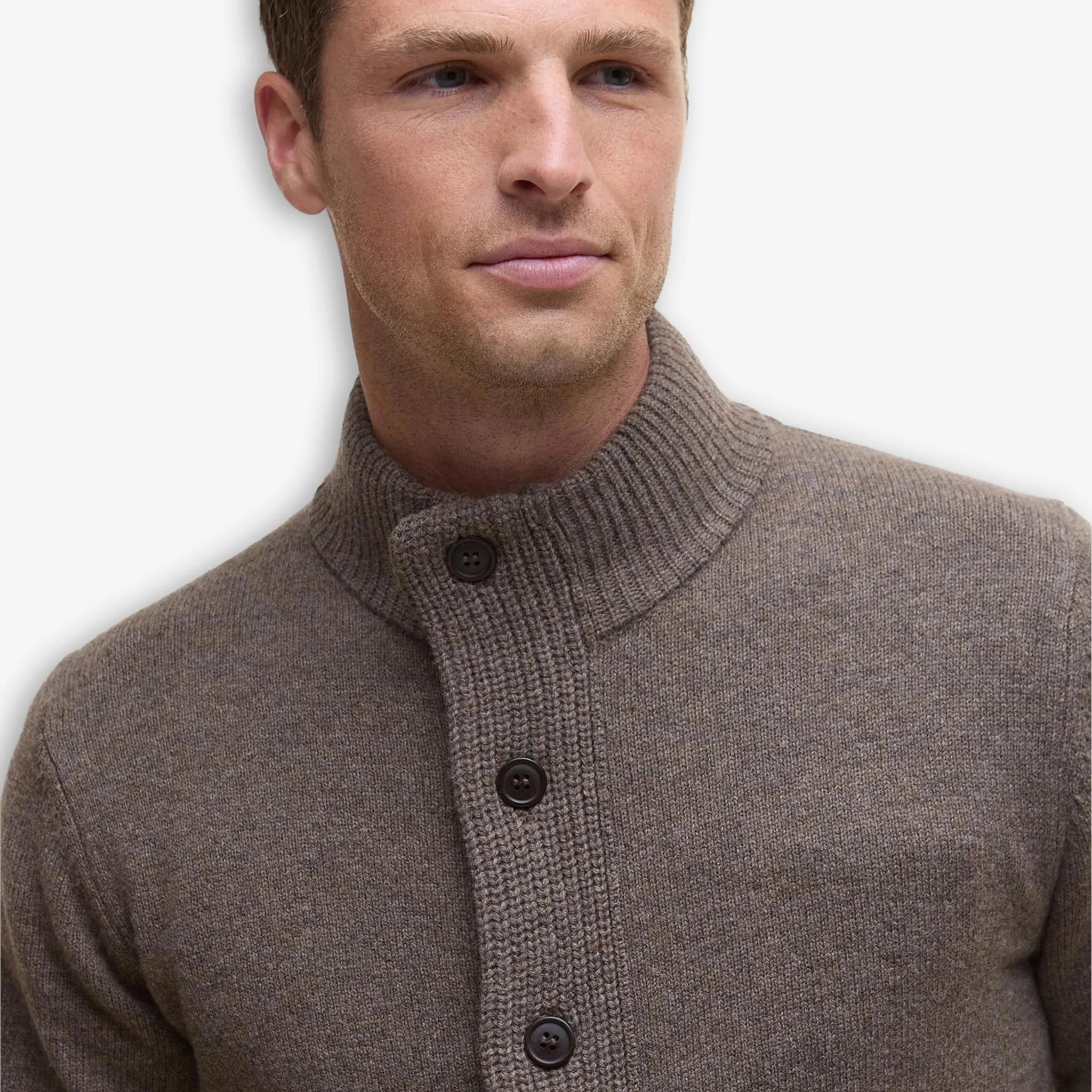 Essential Patch Zip Through Cardigan Brown - Image 5