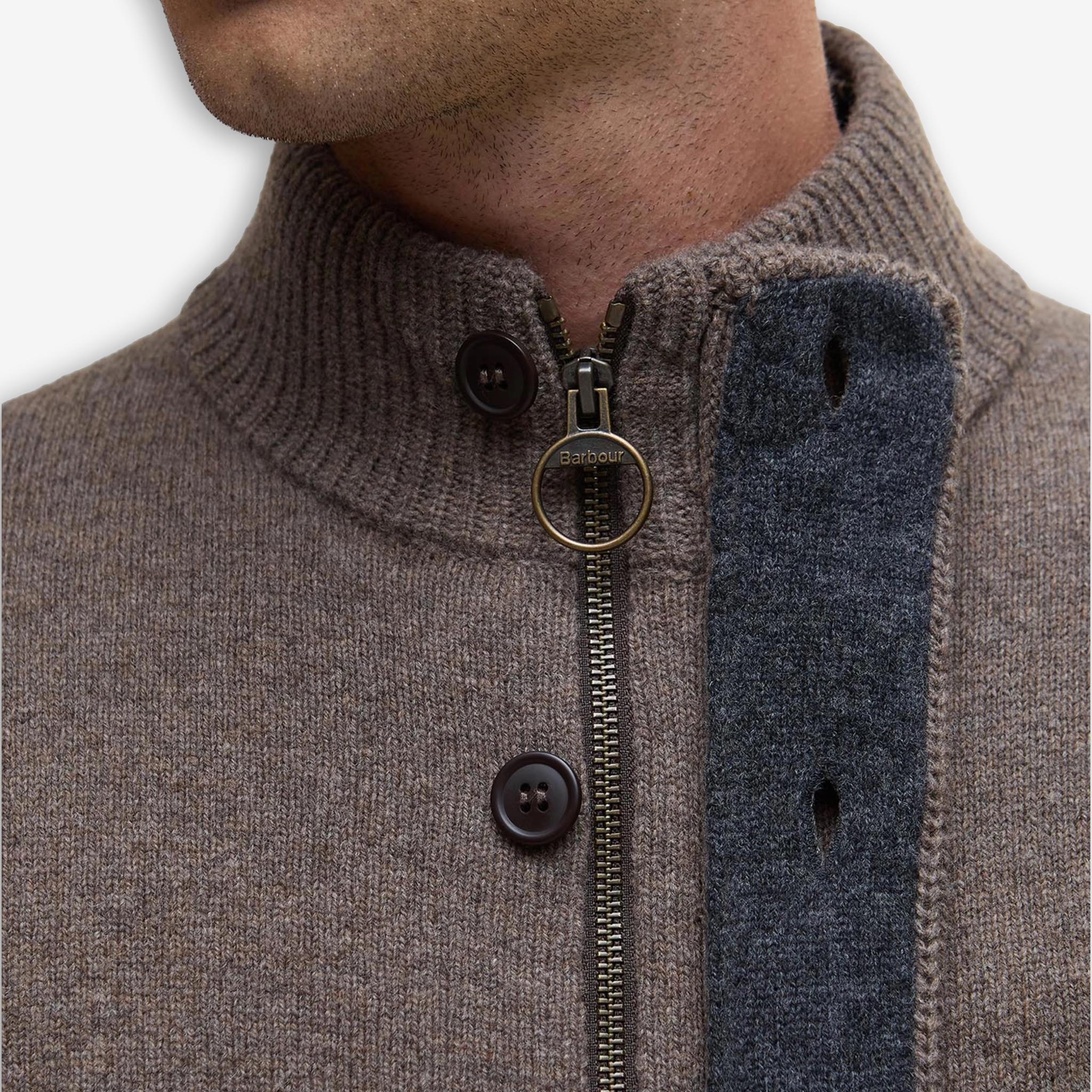 Essential Patch Zip Through Cardigan Brown - Image 6
