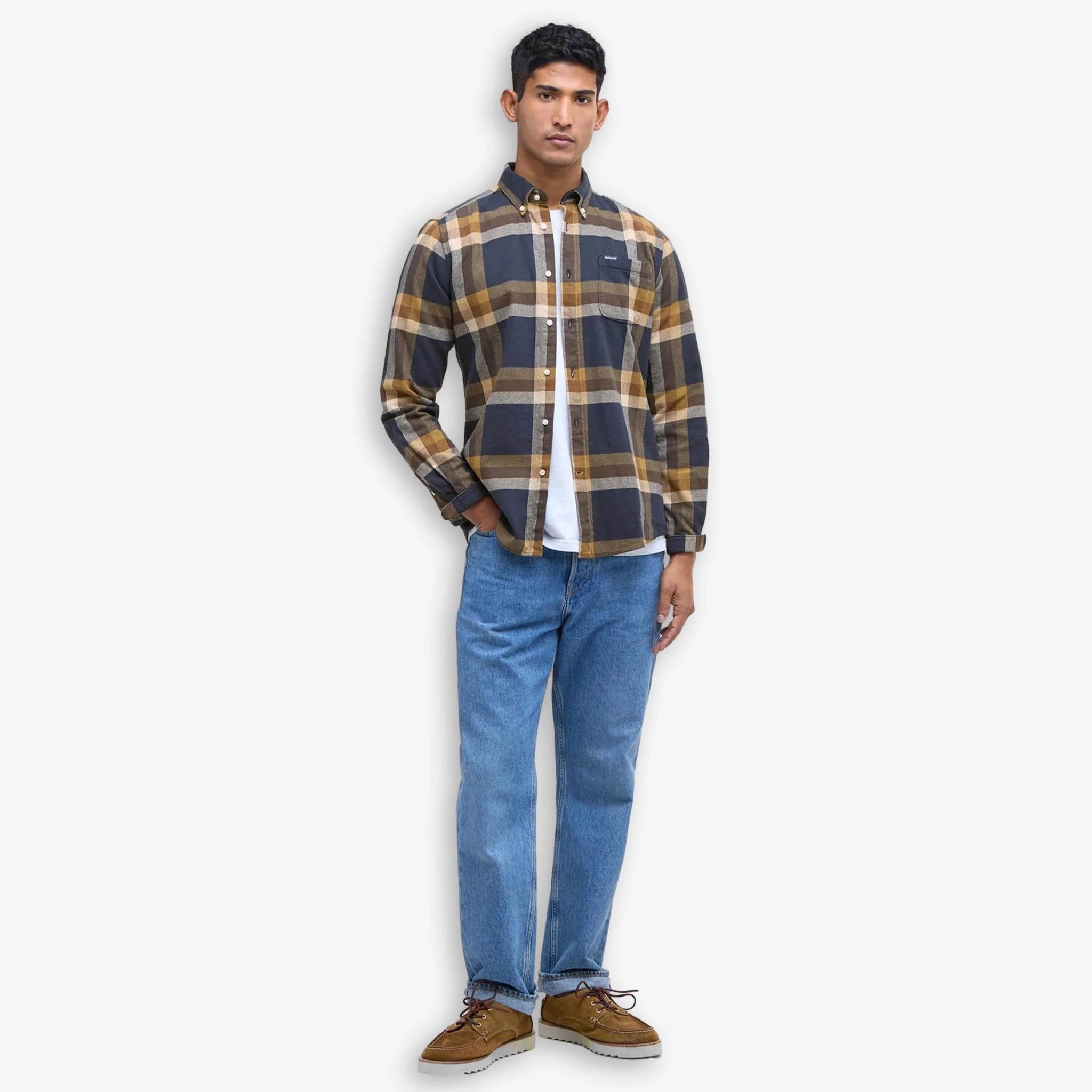 Folley Tailored Checked Shirt Navy - Image 4