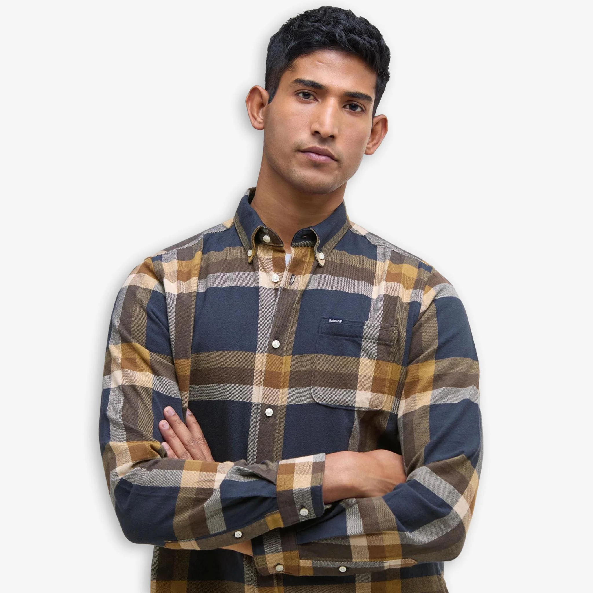 Folley Tailored Checked Shirt Navy - Image 5