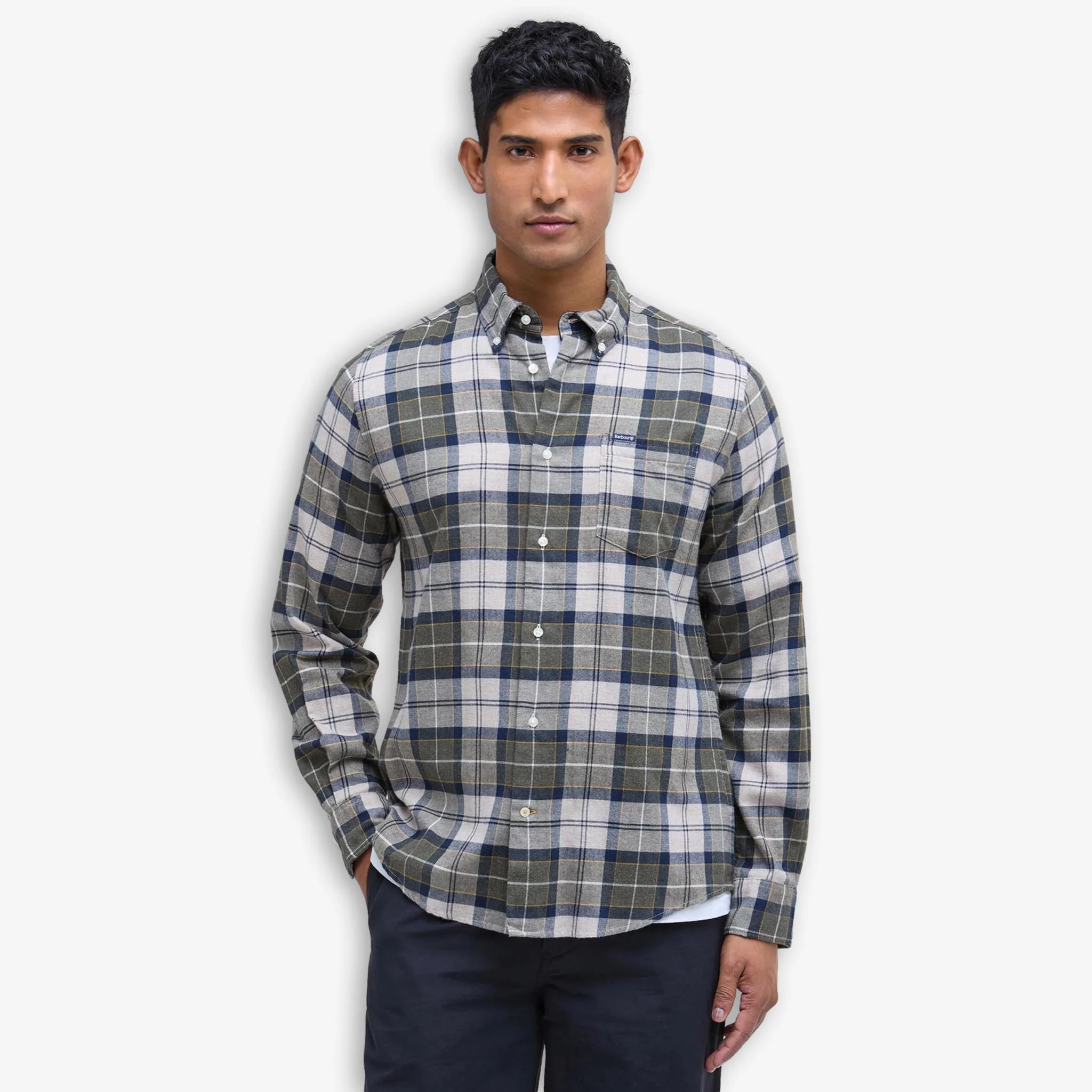 Fortrose Tailored Tartan Flannel Shirt Forest Mist - Image 2