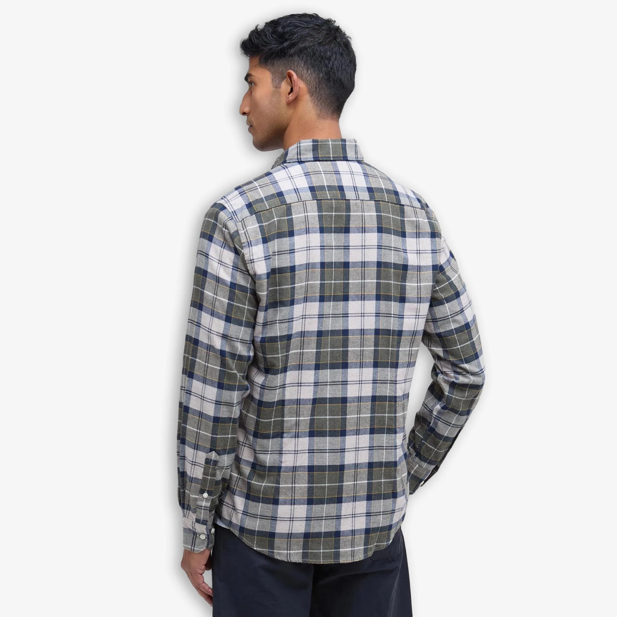 Fortrose Tailored Tartan Flannel Shirt Forest Mist - Image 3