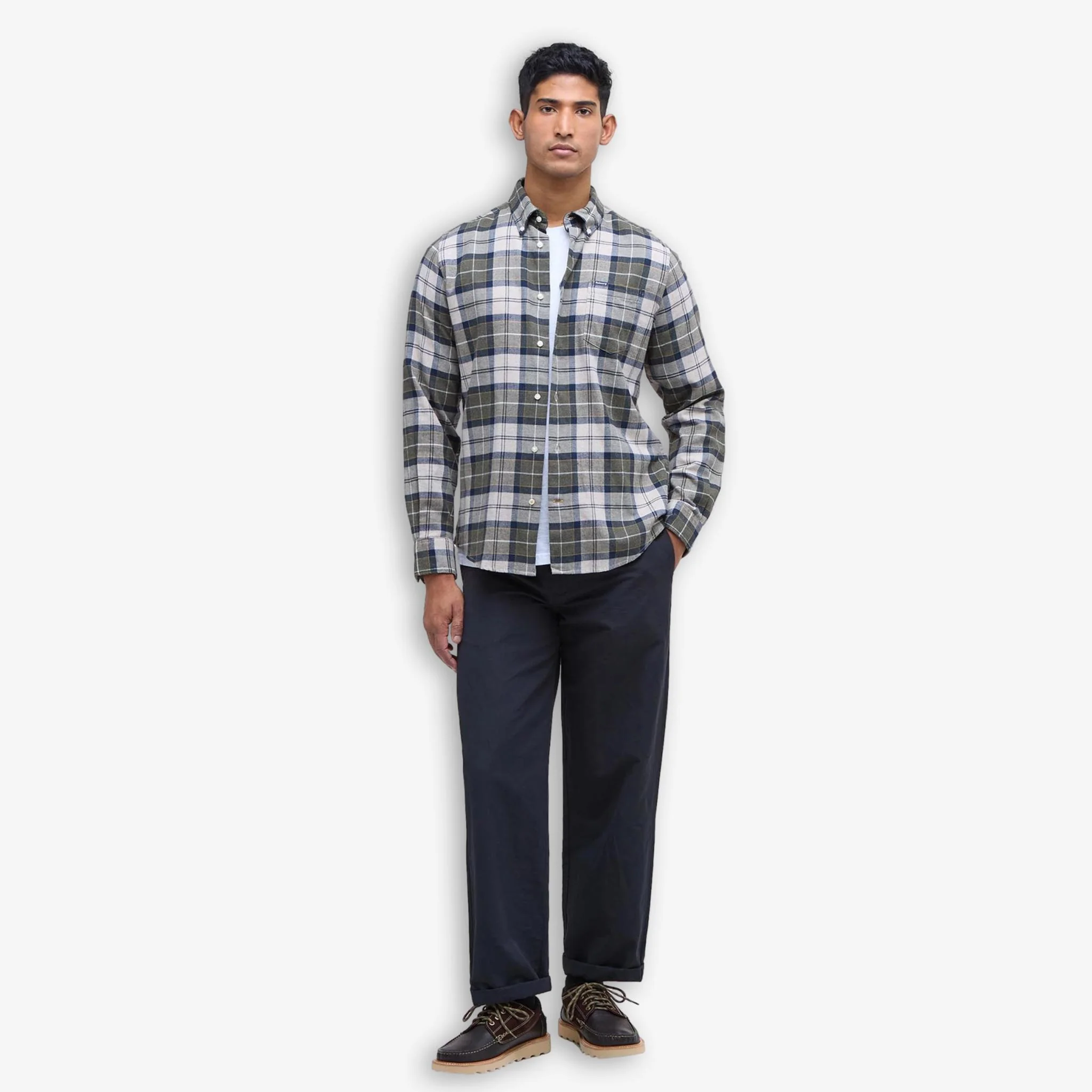 Fortrose Tailored Tartan Flannel Shirt Forest Mist - Image 4