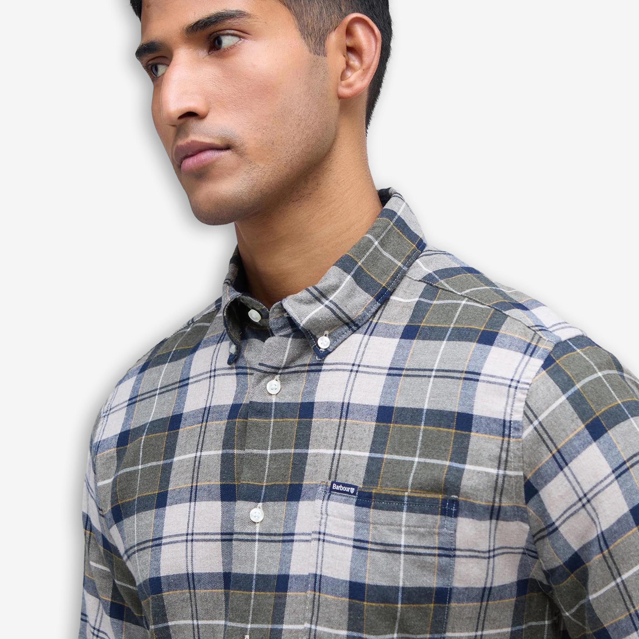 Fortrose Tailored Tartan Flannel Shirt Forest Mist - Image 5