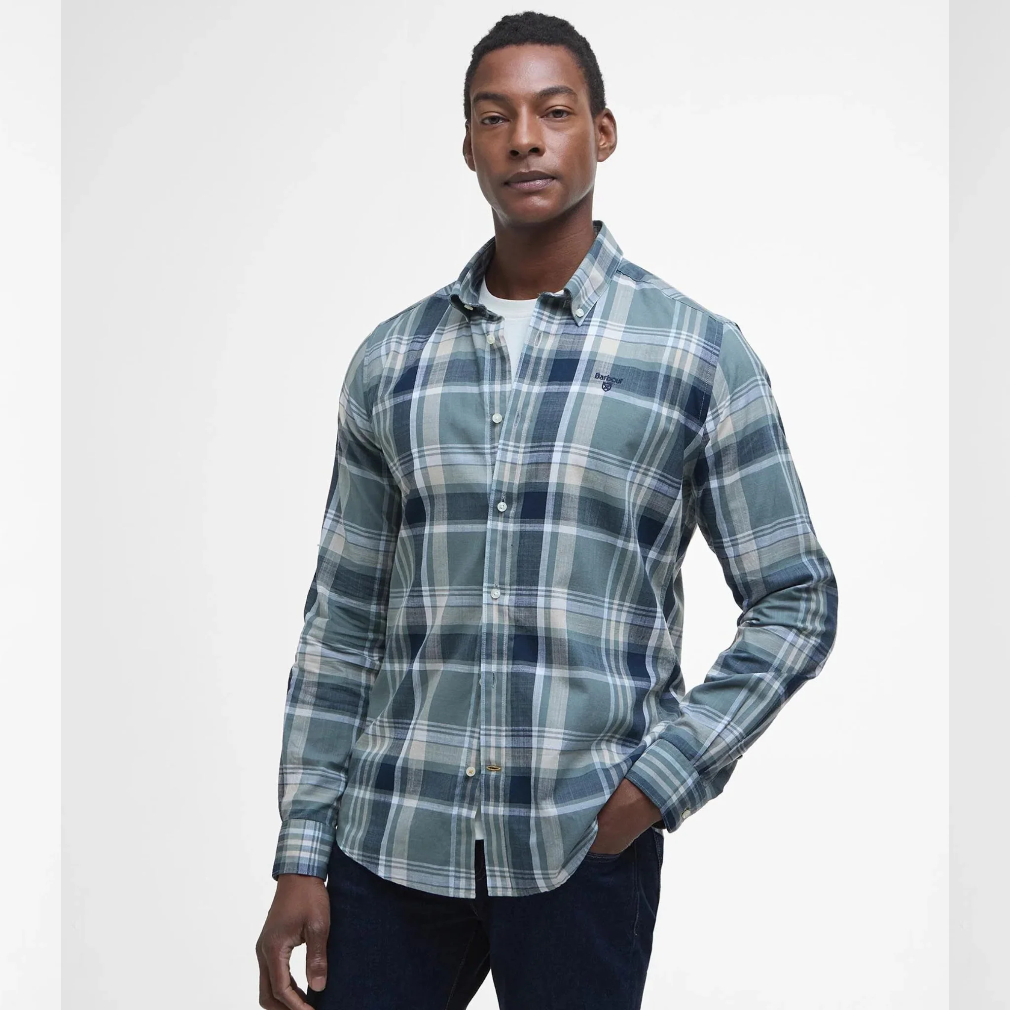 Kidd Tailored Checked Cotton Shirt Green - Image 2