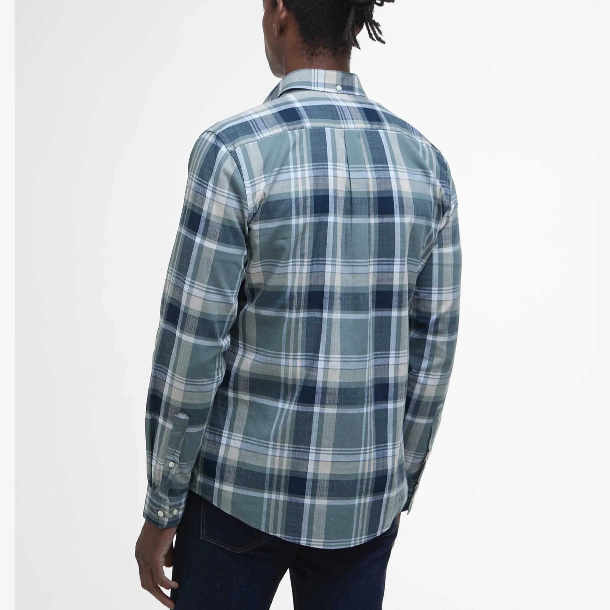 Kidd Tailored Checked Cotton Shirt Green - Image 3