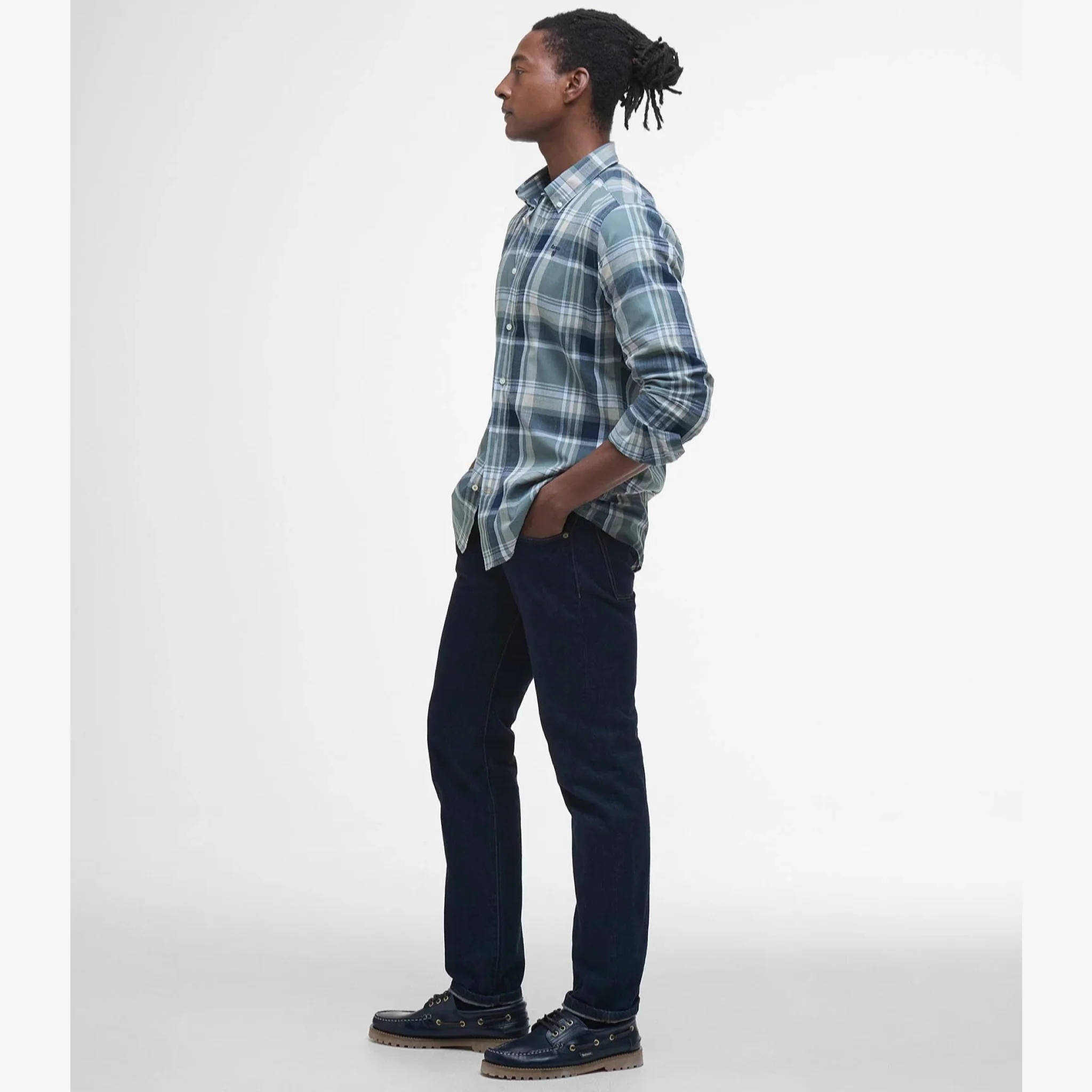 Kidd Tailored Checked Cotton Shirt Green - Image 4