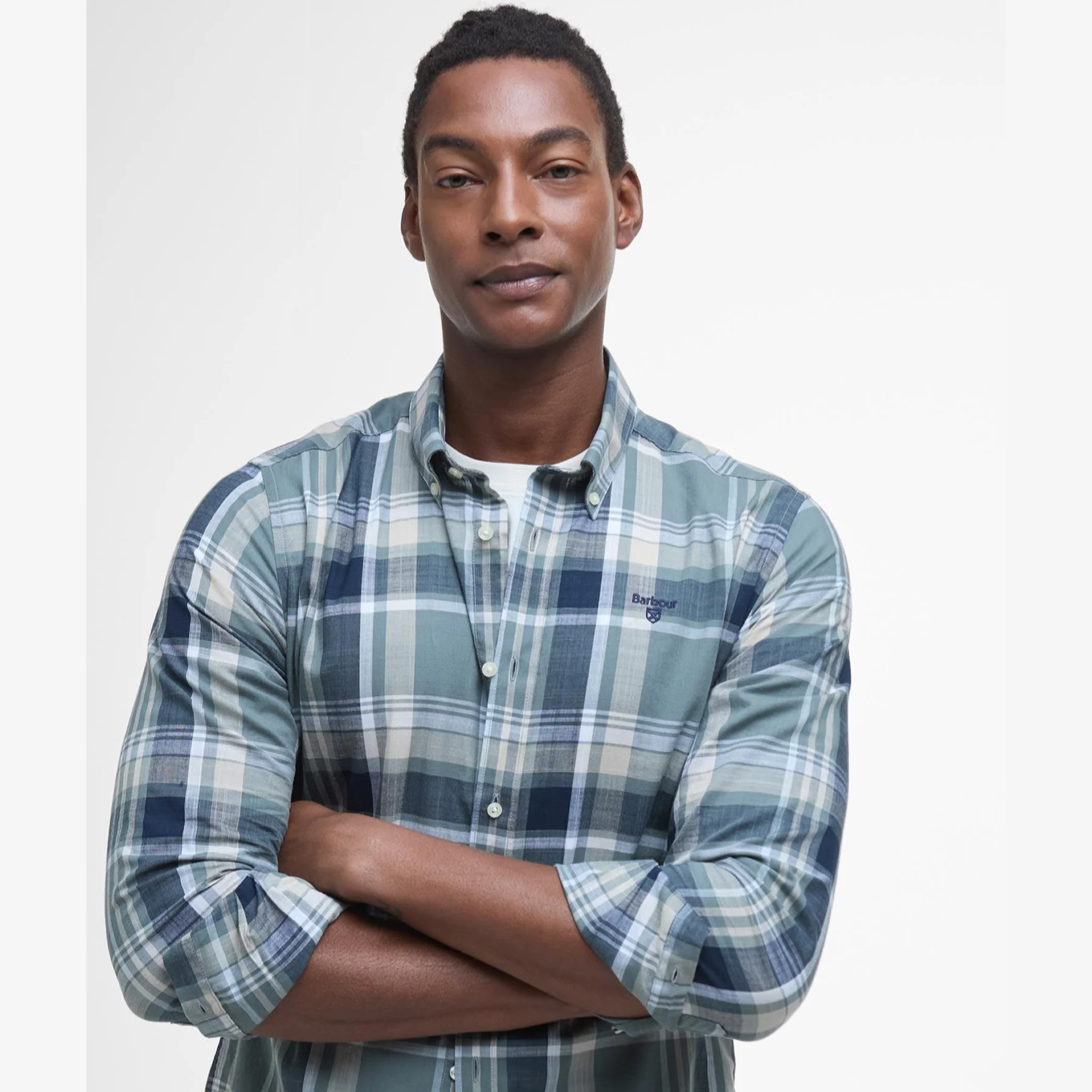 Kidd Tailored Checked Cotton Shirt Green - Image 5
