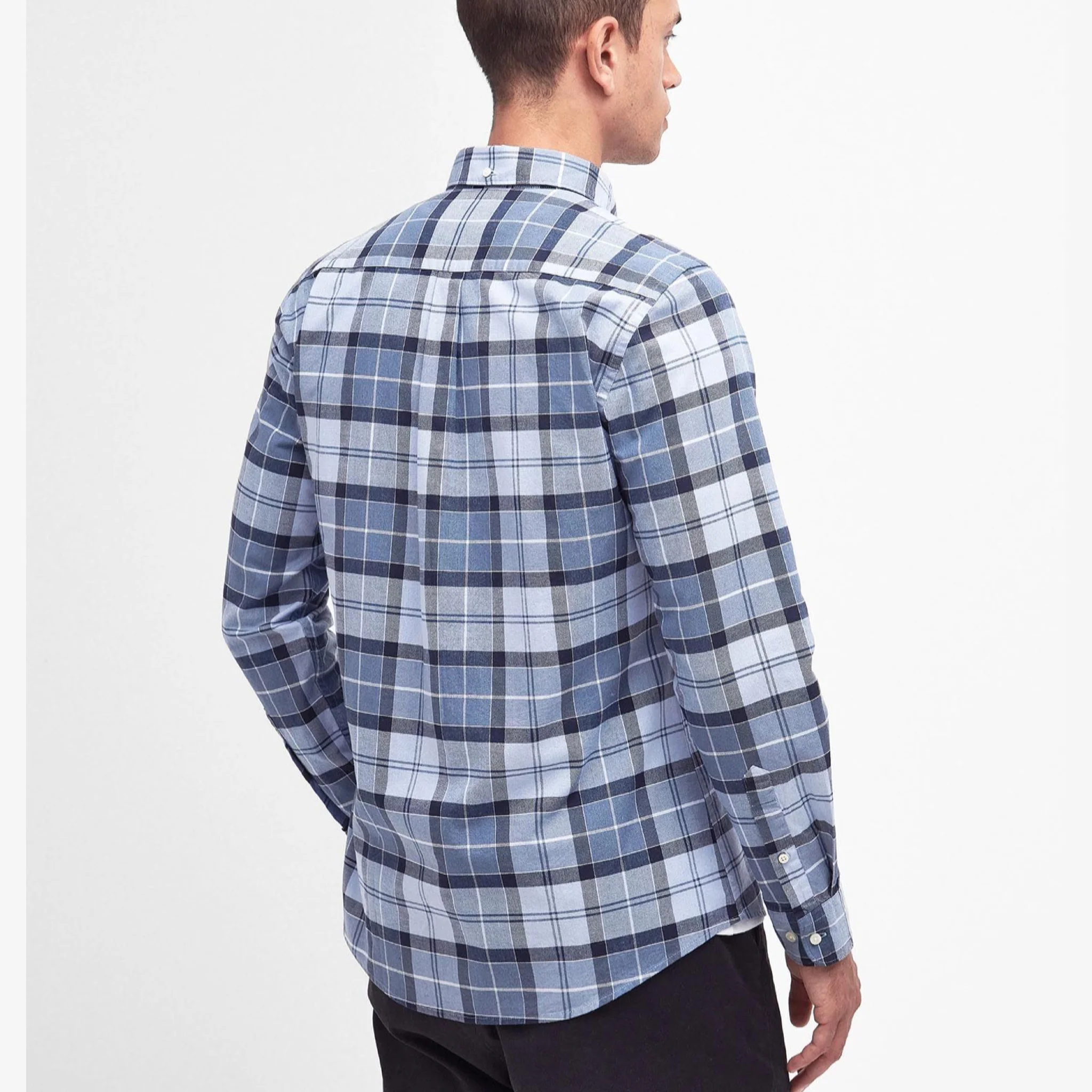Lewis Tailored Checked Cotton Shirt Blue - Image 3
