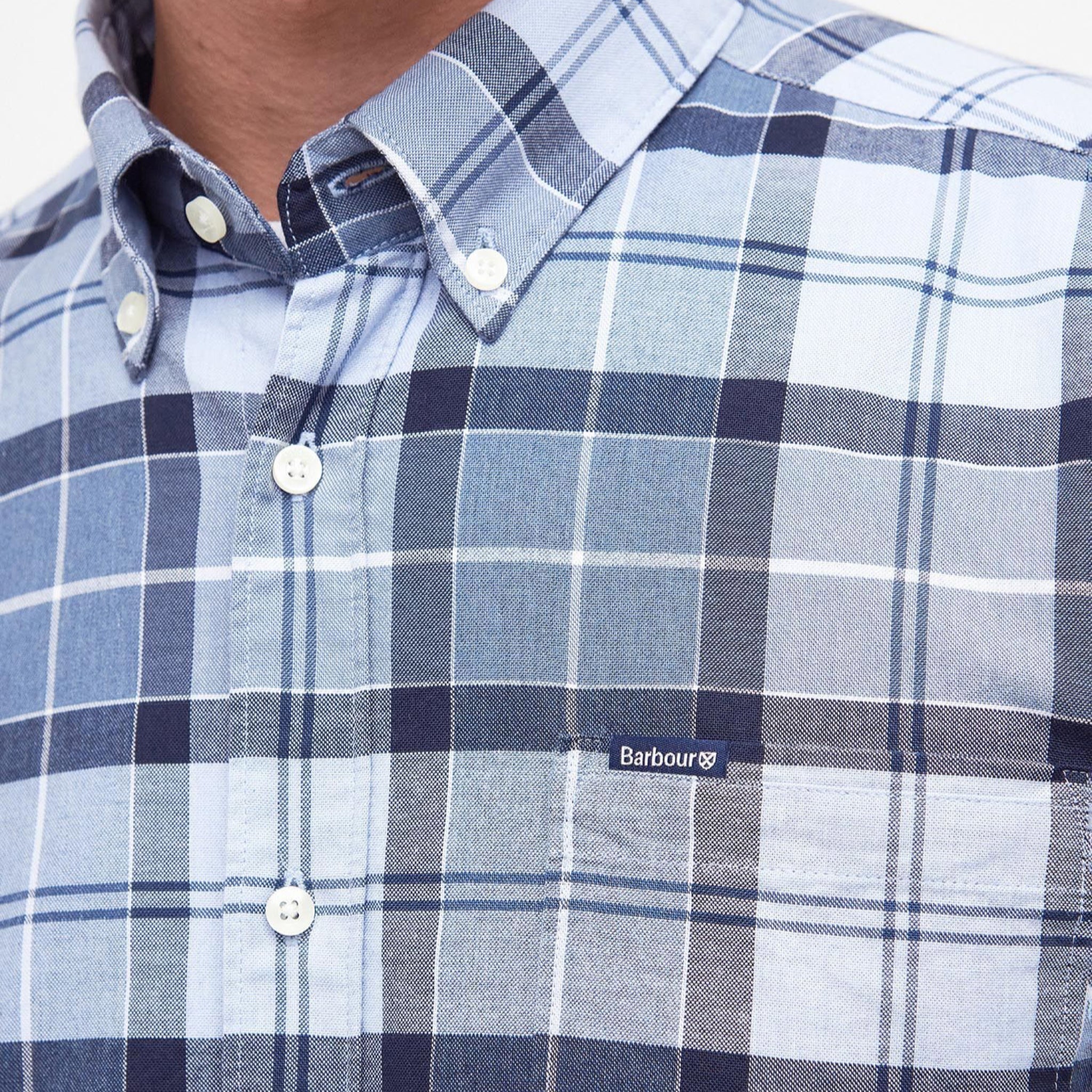Lewis Tailored Checked Cotton Shirt Blue - Image 5