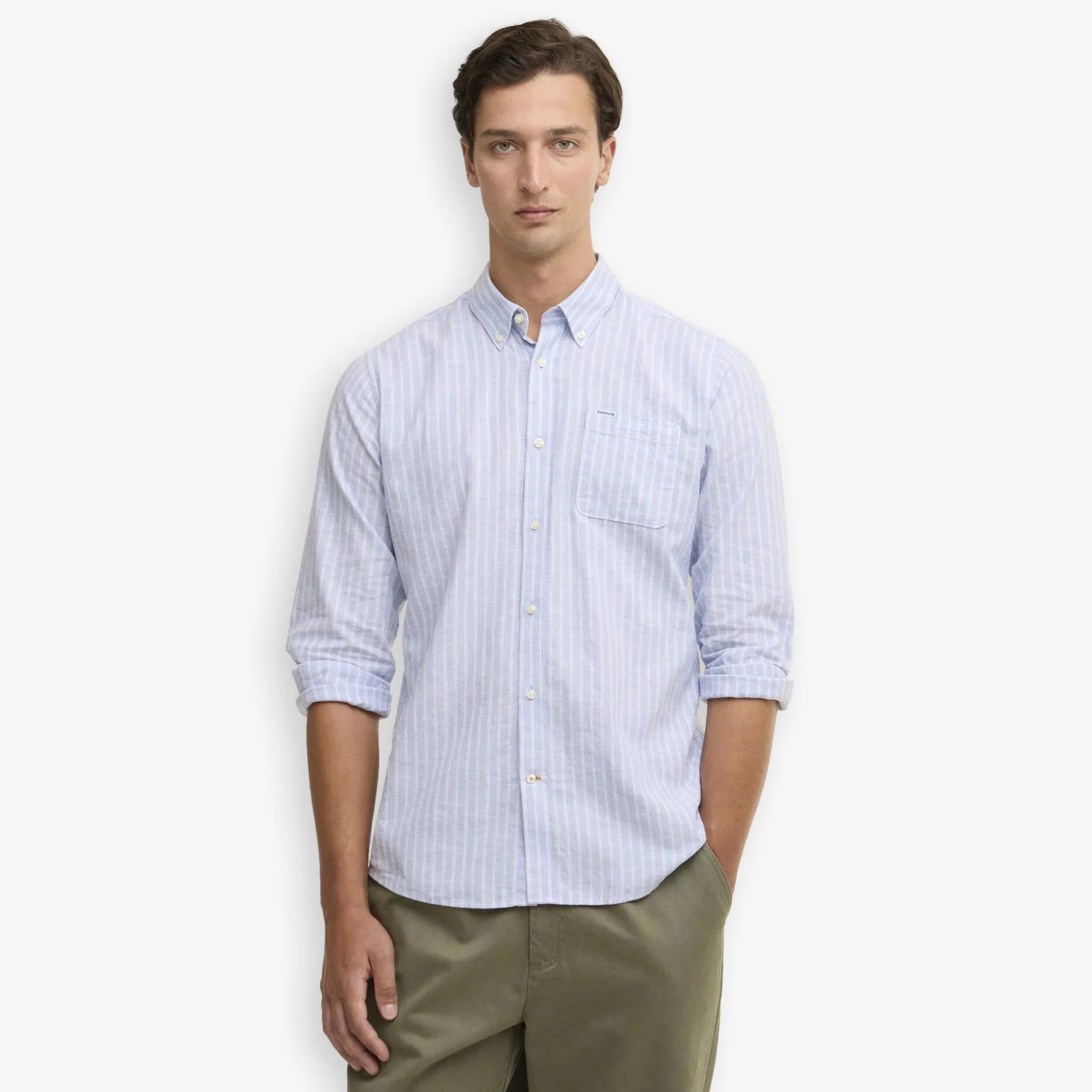 Nelson Striped Linen/Cotton Shirt Blue - Image 2