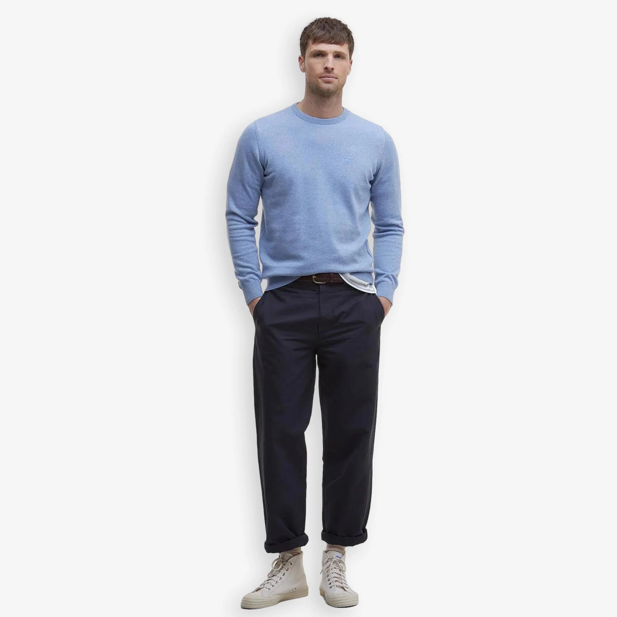 Pima Cotton Crewneck Sweater Blue - Image 4