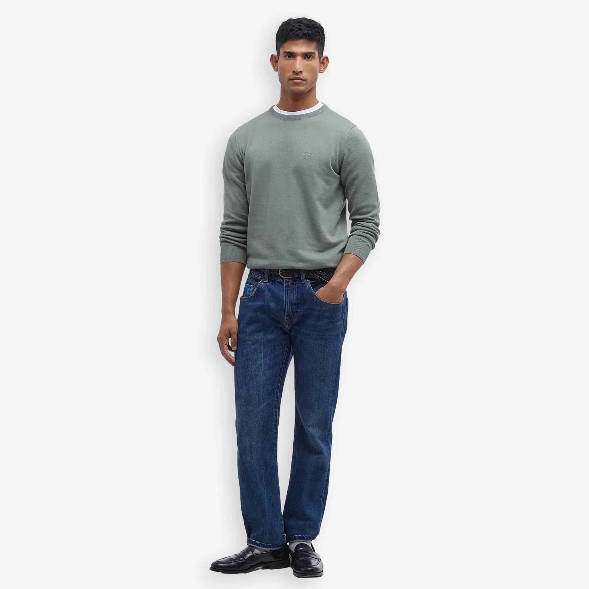 Pima Cotton Crewneck Sweater Green - Image 4