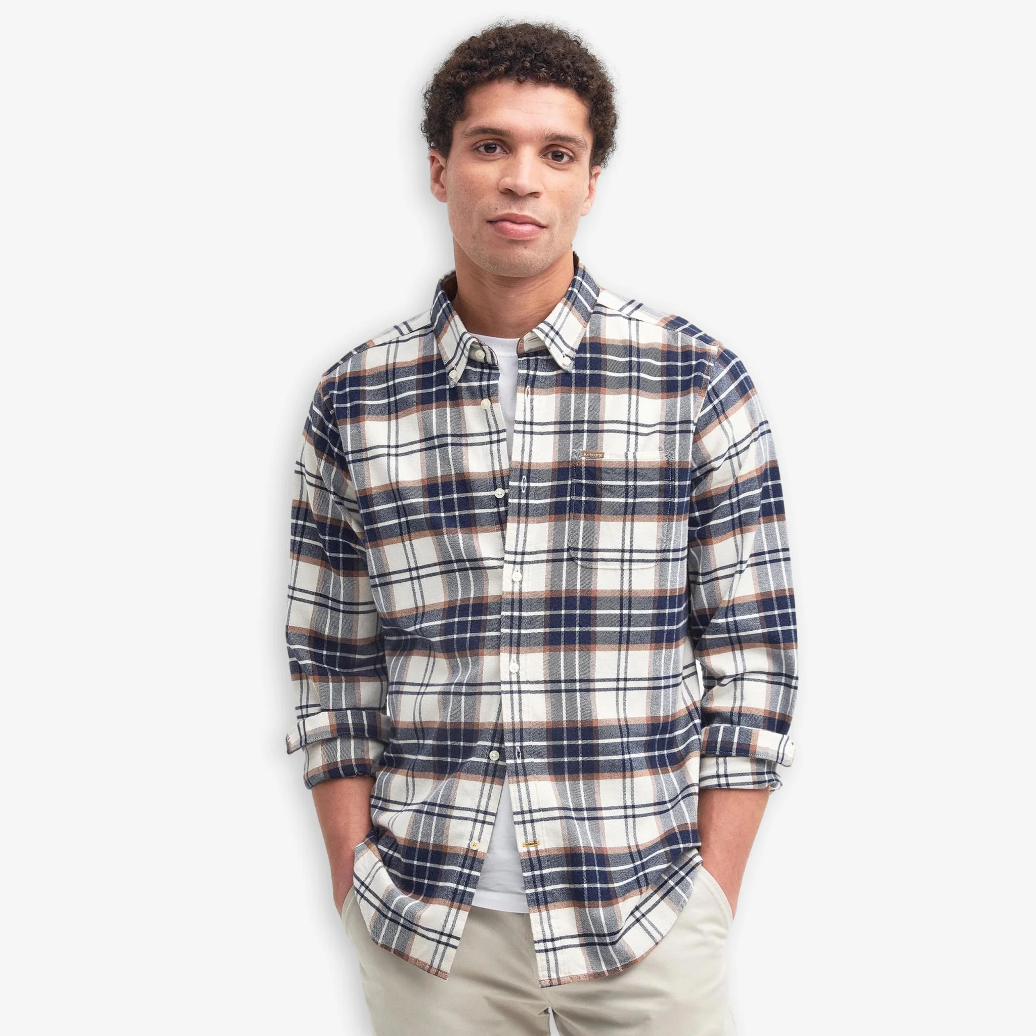 Portdown Twill Check Shirt Ecru - Image 2