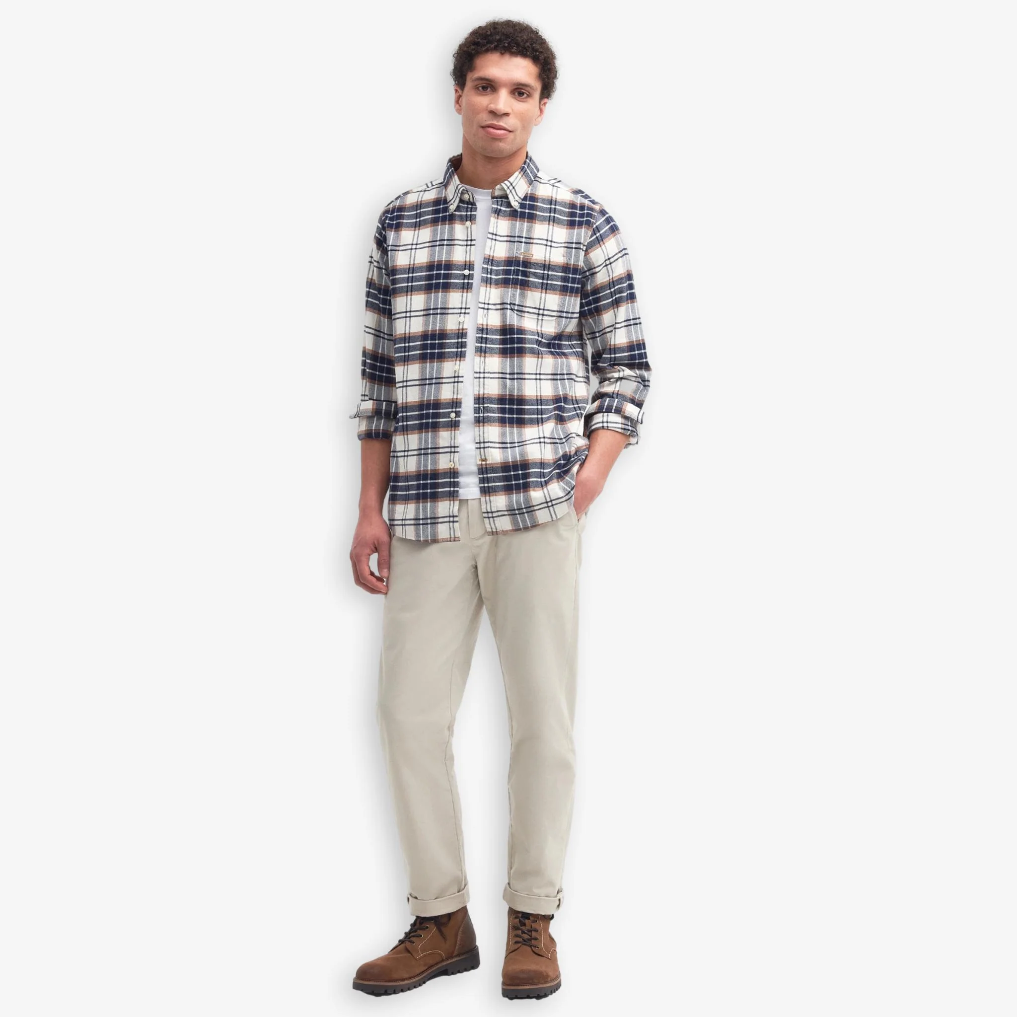 Portdown Twill Check Shirt Ecru - Image 4