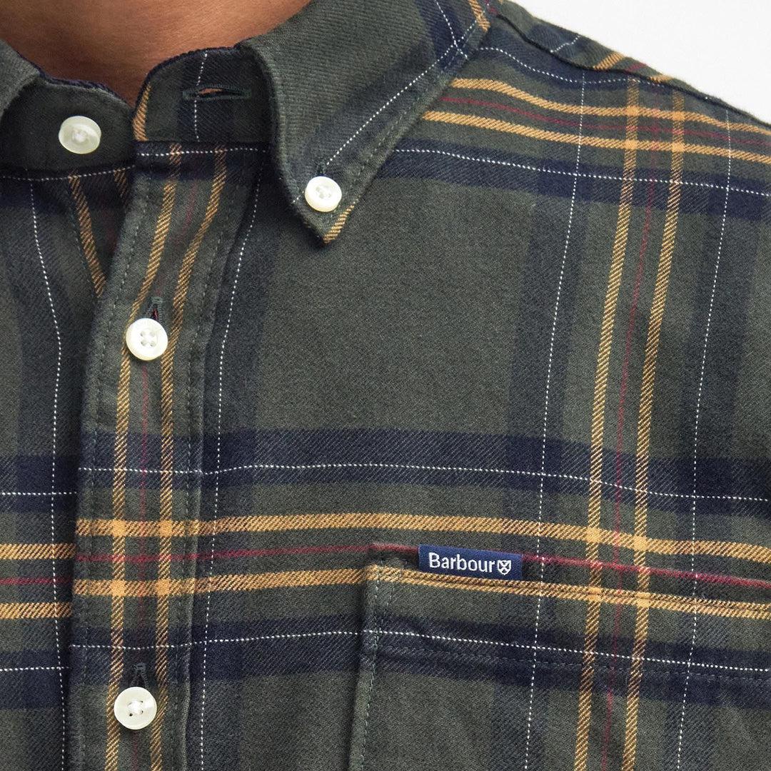 Portdown Twill Check Shirt Olive - Image 7