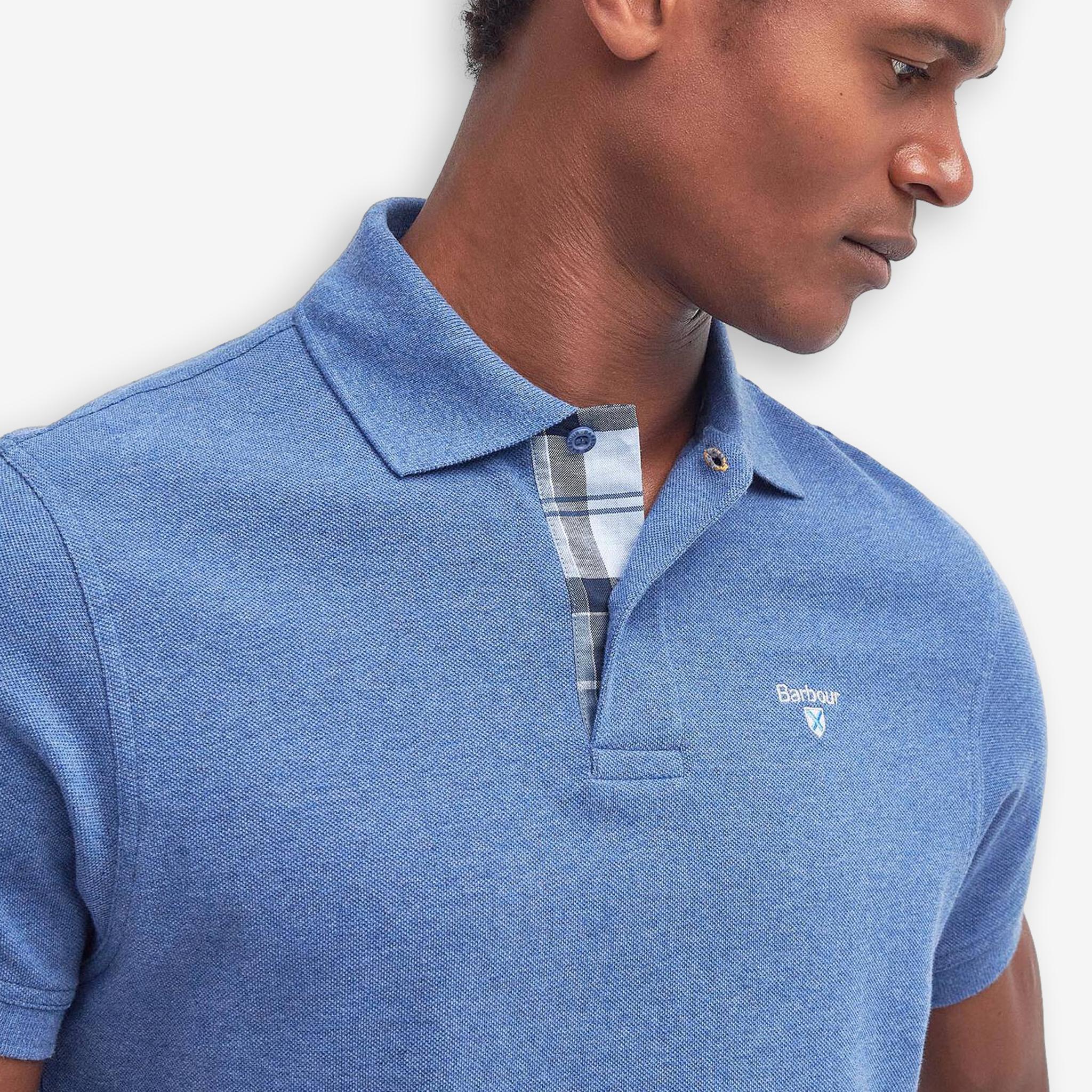 Tartan Pique Polo Chambray Blue - Image 4