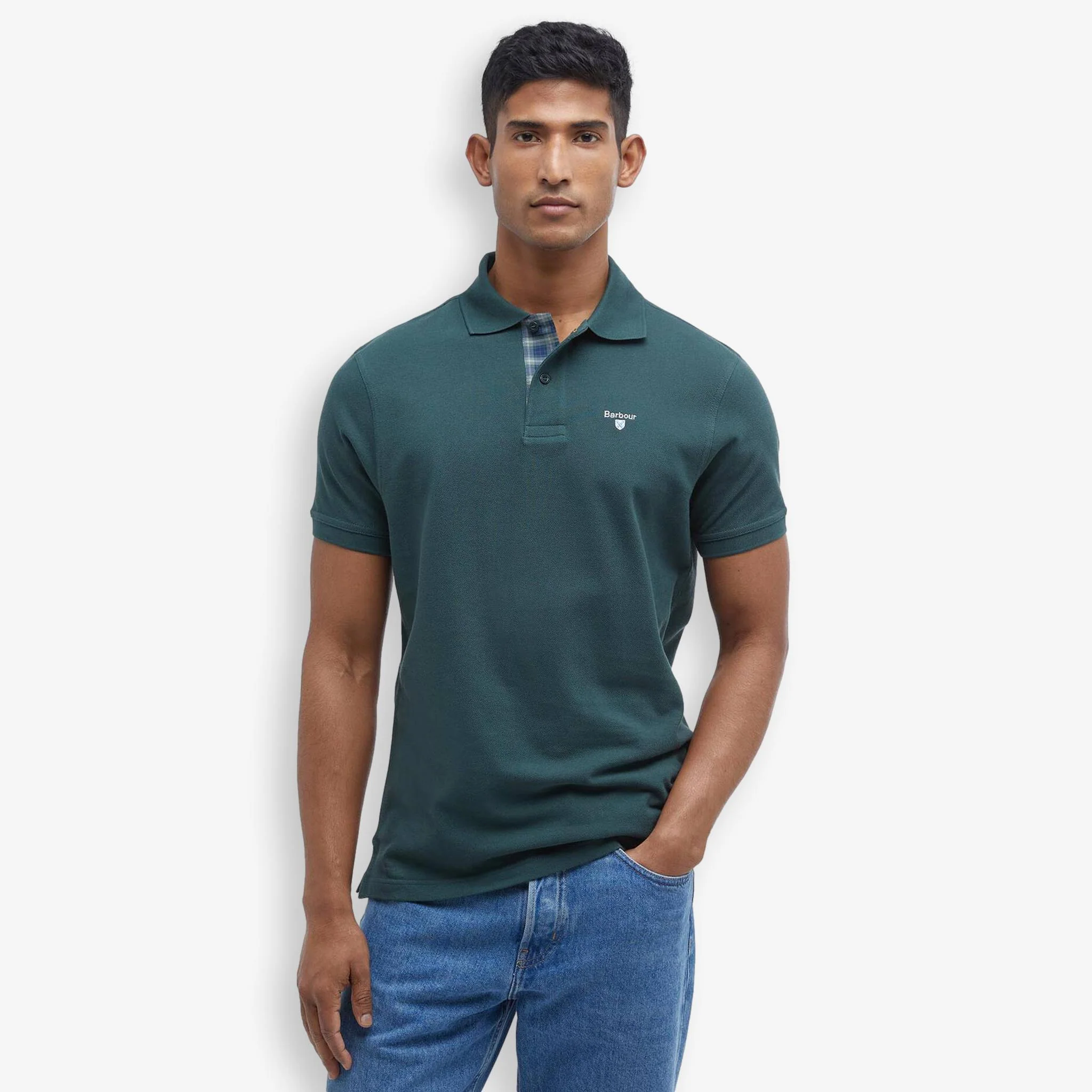Tartan Pique Polo Green - Image 2