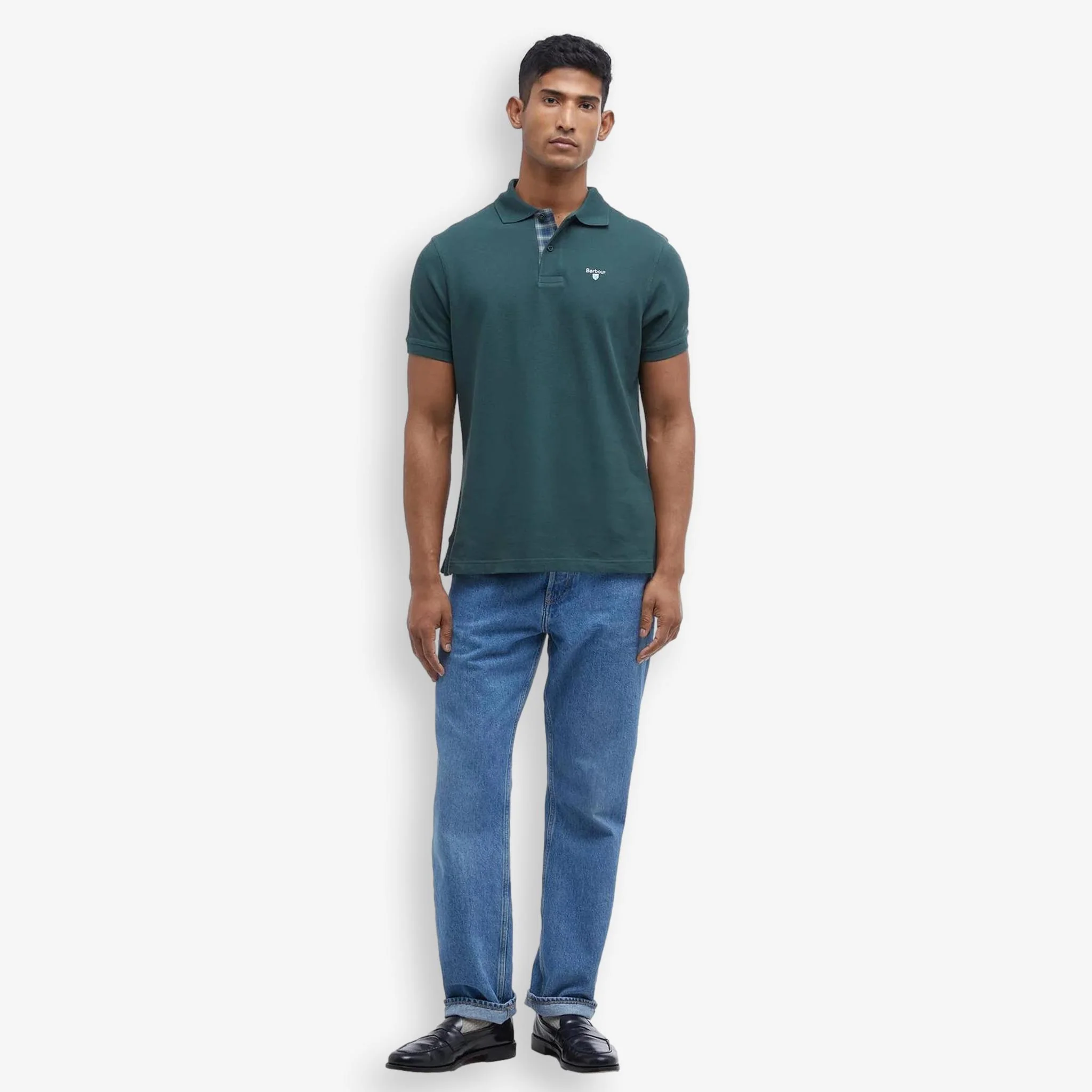 Tartan Pique Polo Green - Image 4