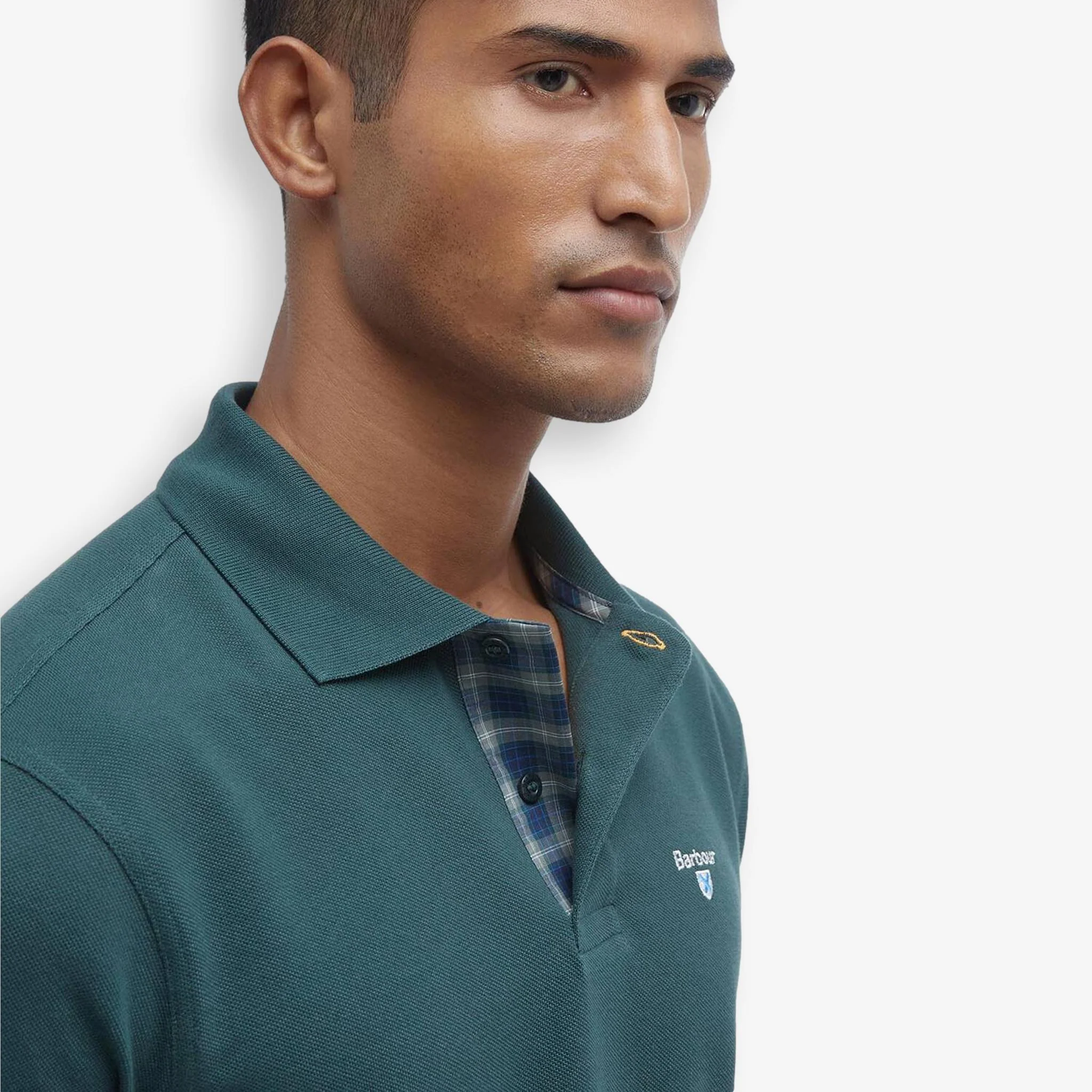 Tartan Pique Polo Green - Image 5