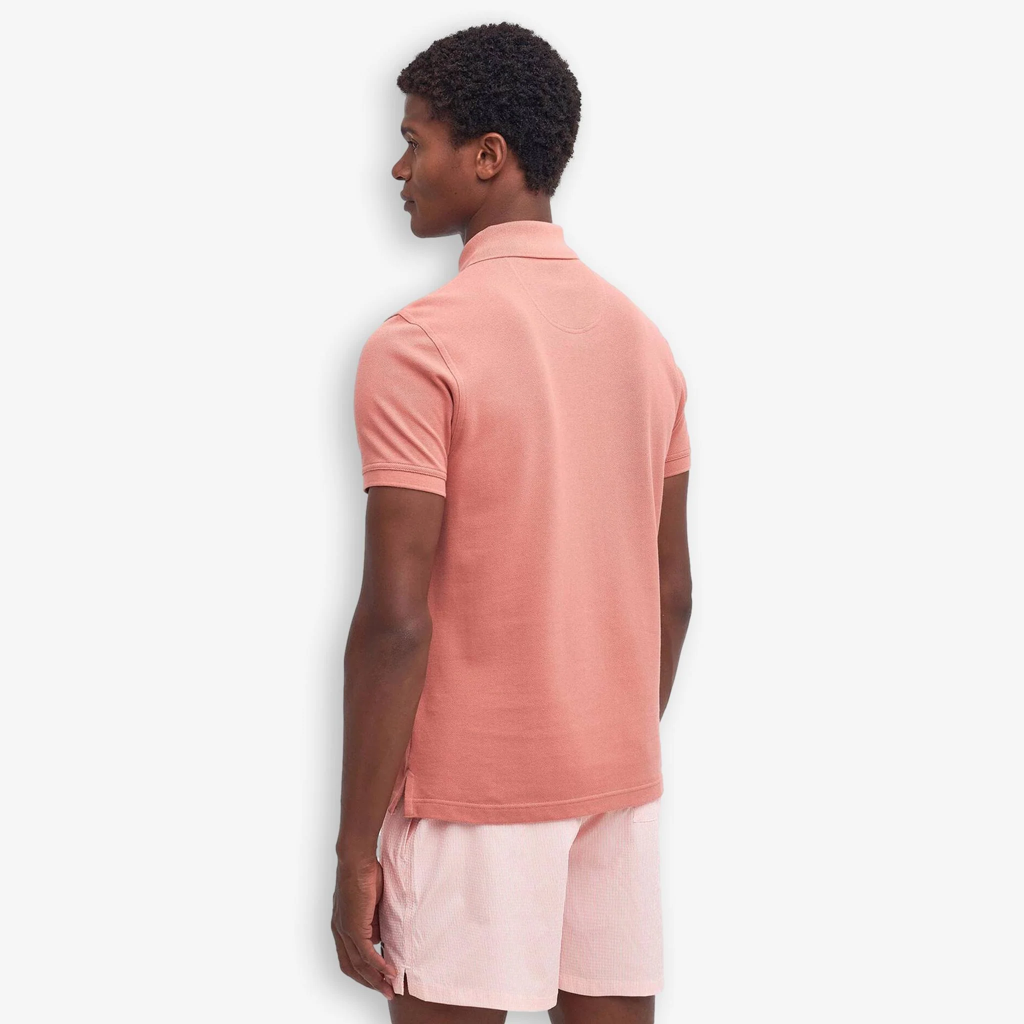Tartan Pique Polo Pink Clay - Image 3
