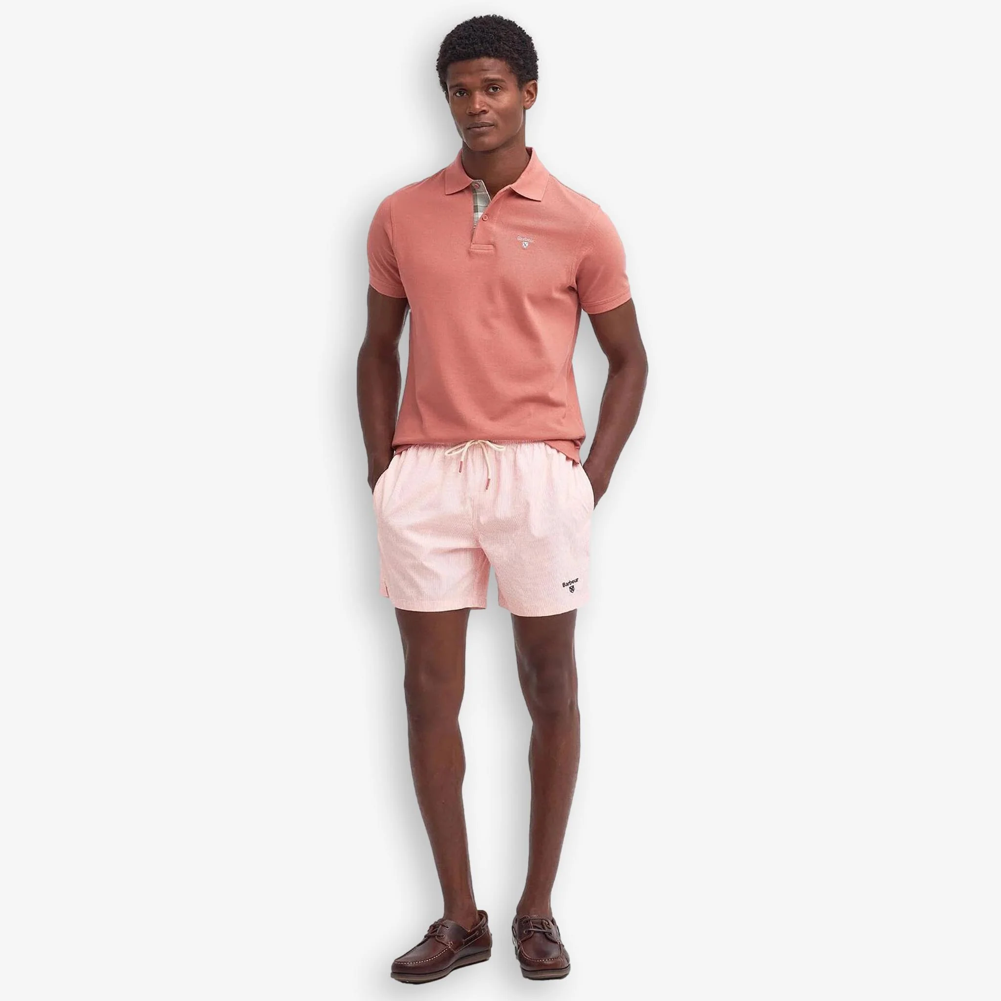 Tartan Pique Polo Pink Clay - Image 4