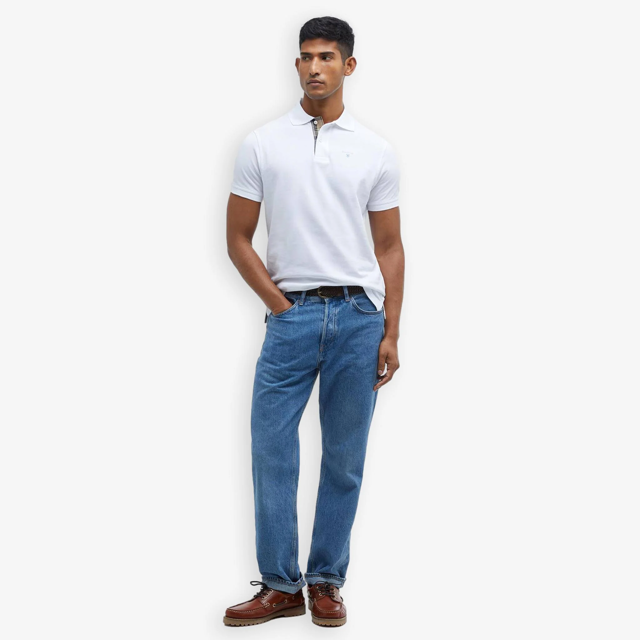 Tartan Pique Polo White - Image 4
