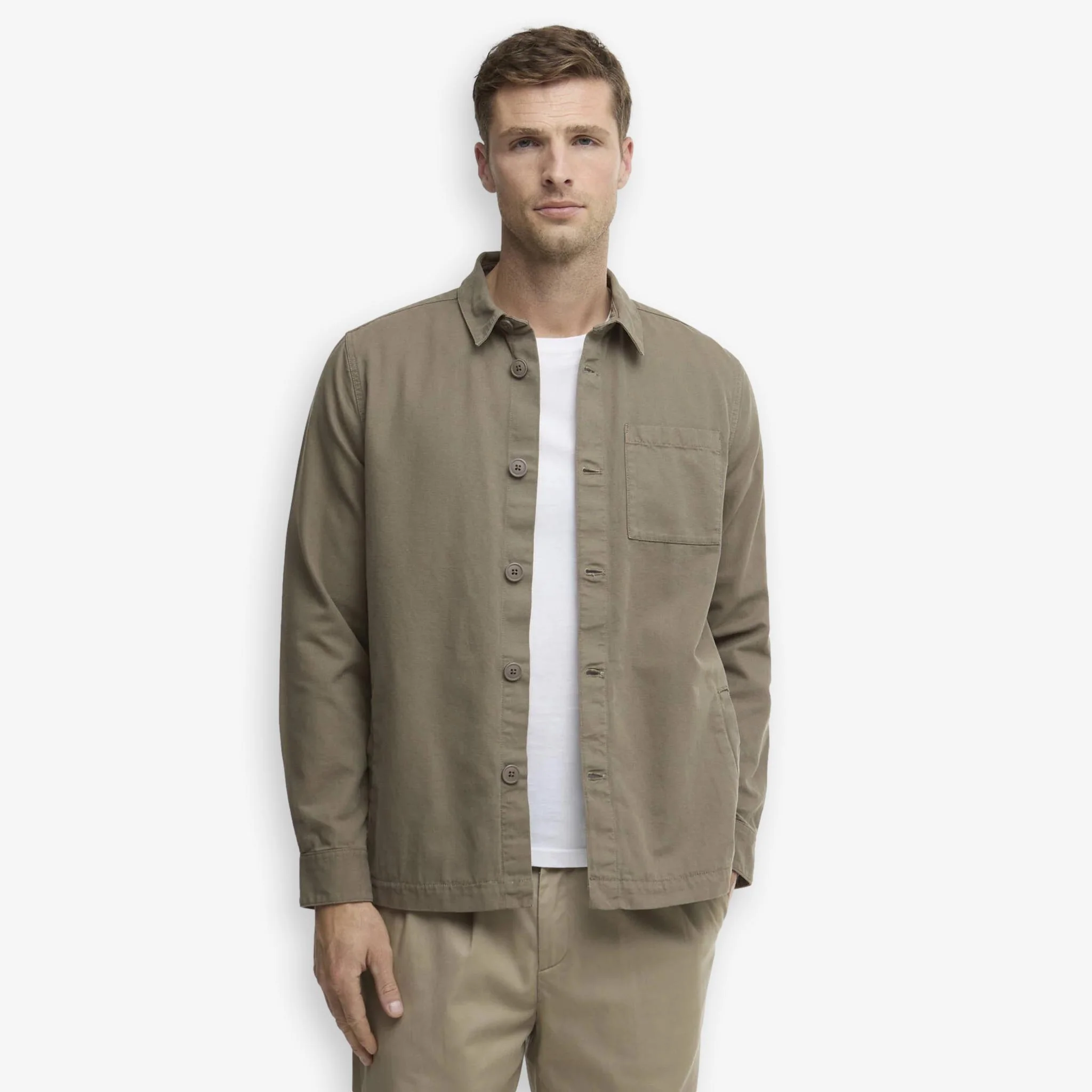 Washed Cotton Overshirt Smokey Olive - Image 2