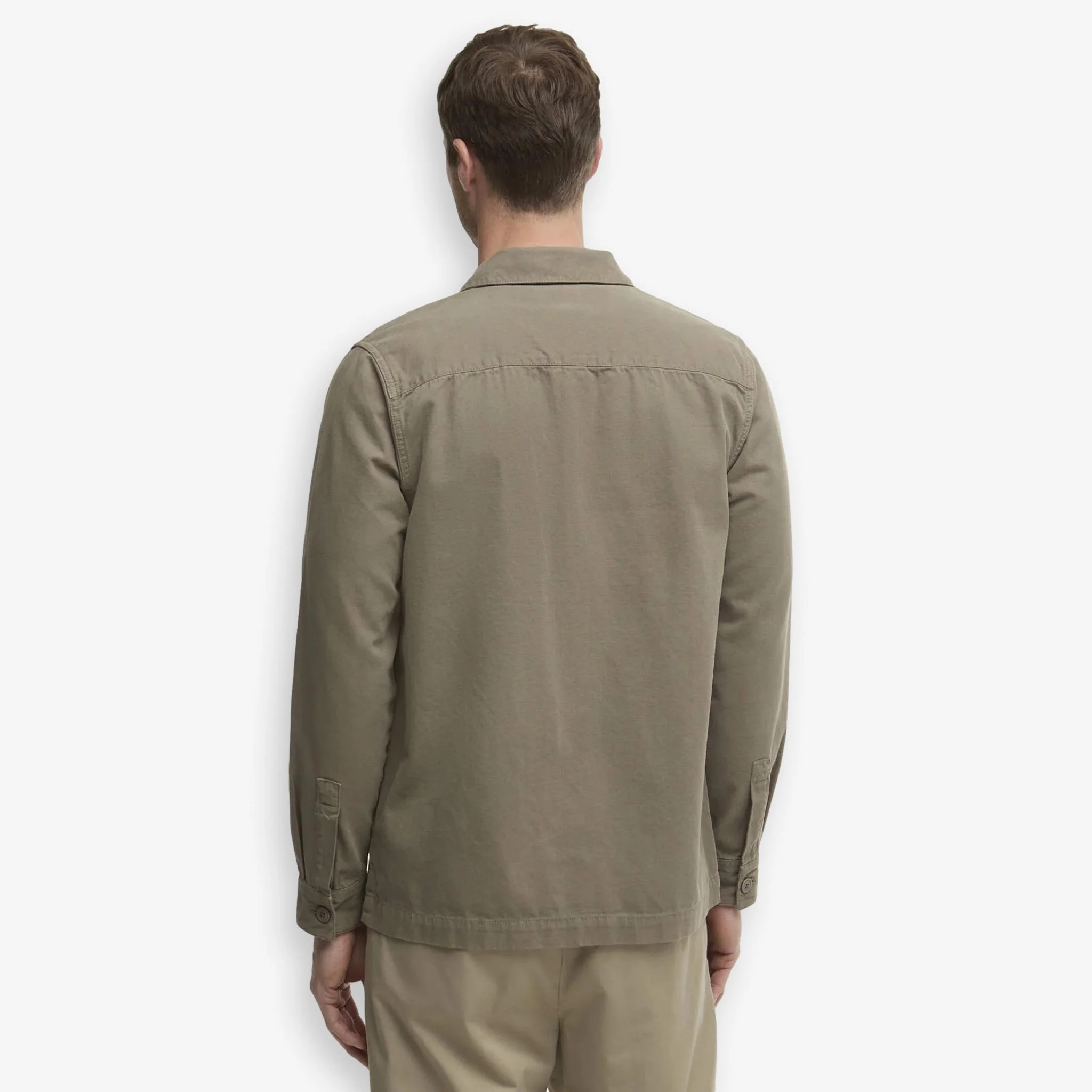 Washed Cotton Overshirt Smokey Olive - Image 3