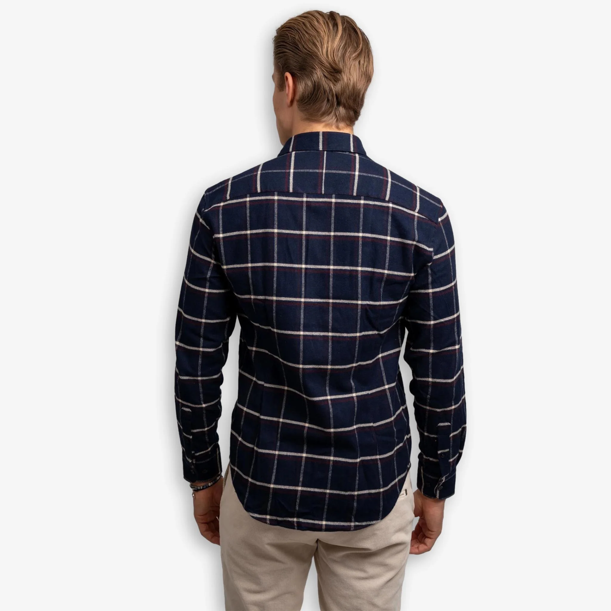 Check Heavy Flannel Shirt Navy - Image 2