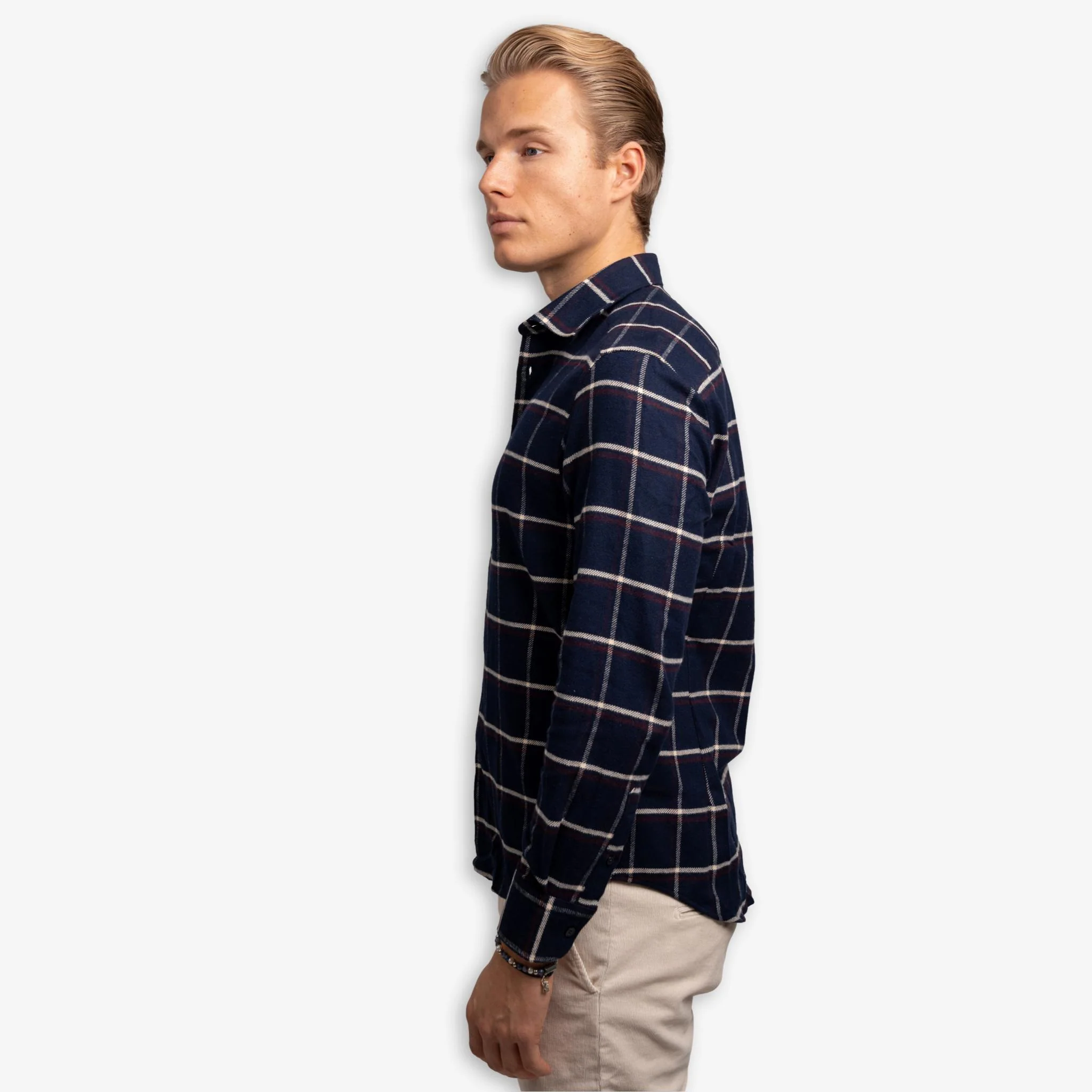 Check Heavy Flannel Shirt Navy - Image 3