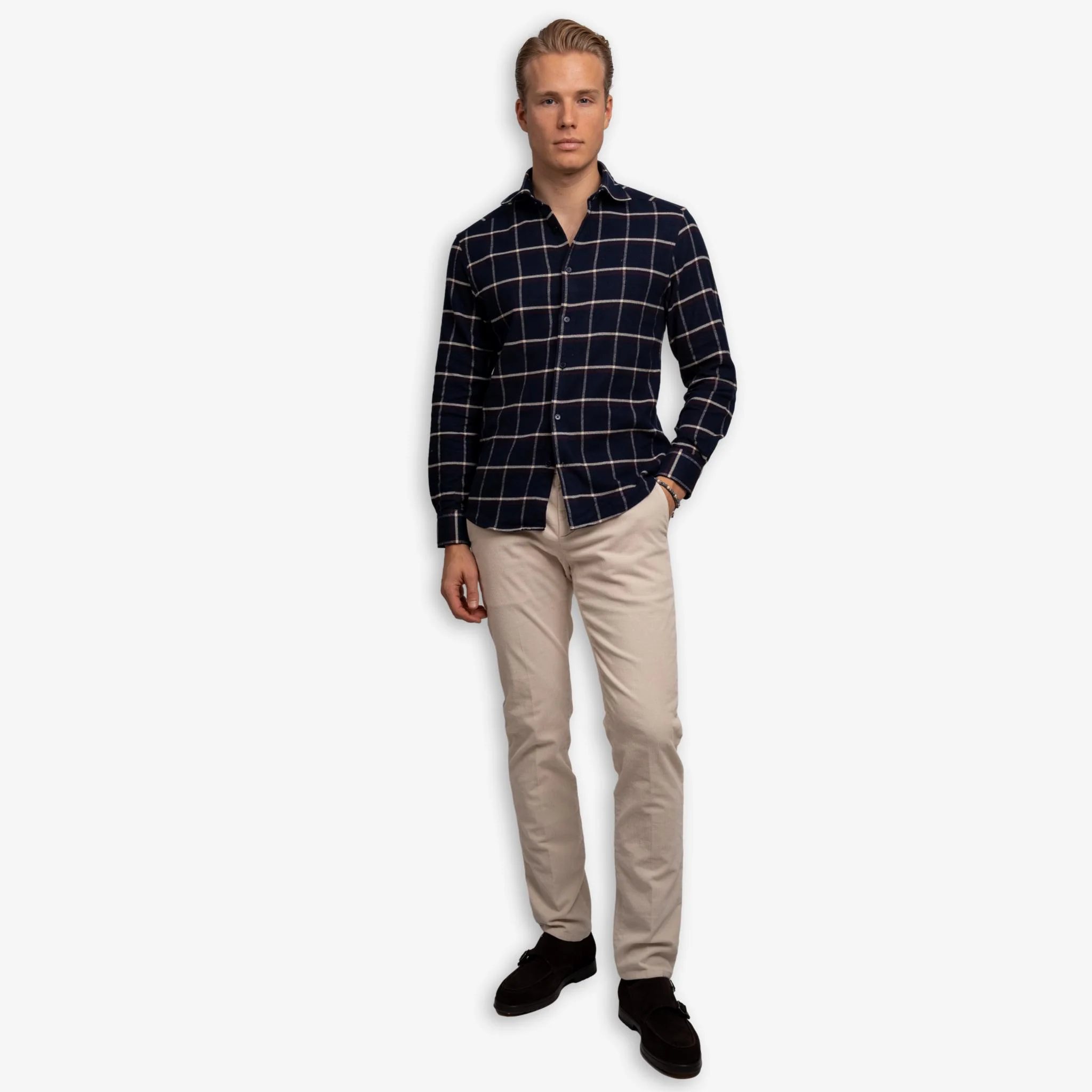 Check Heavy Flannel Shirt Navy - Image 4