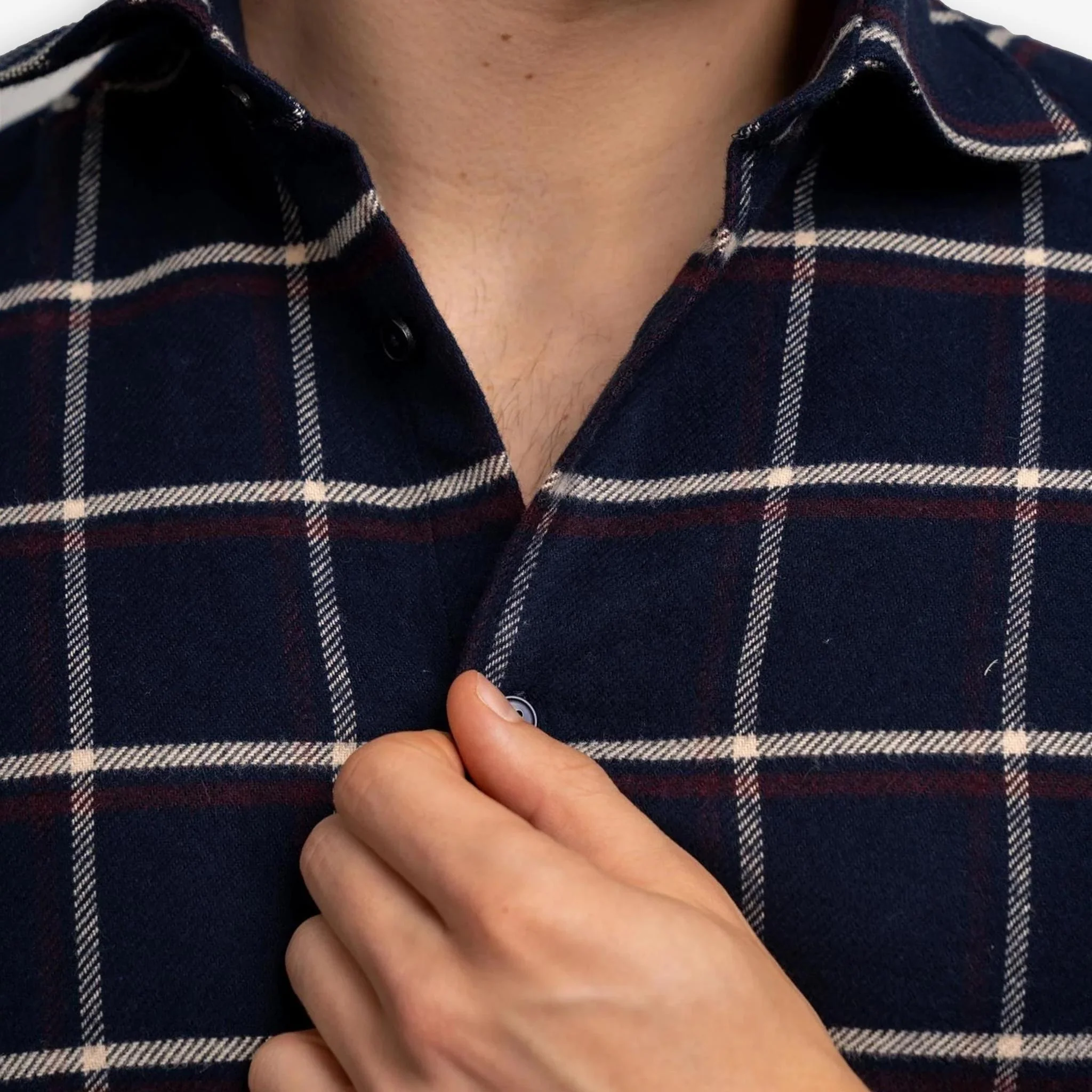 Check Heavy Flannel Shirt Navy - Image 5