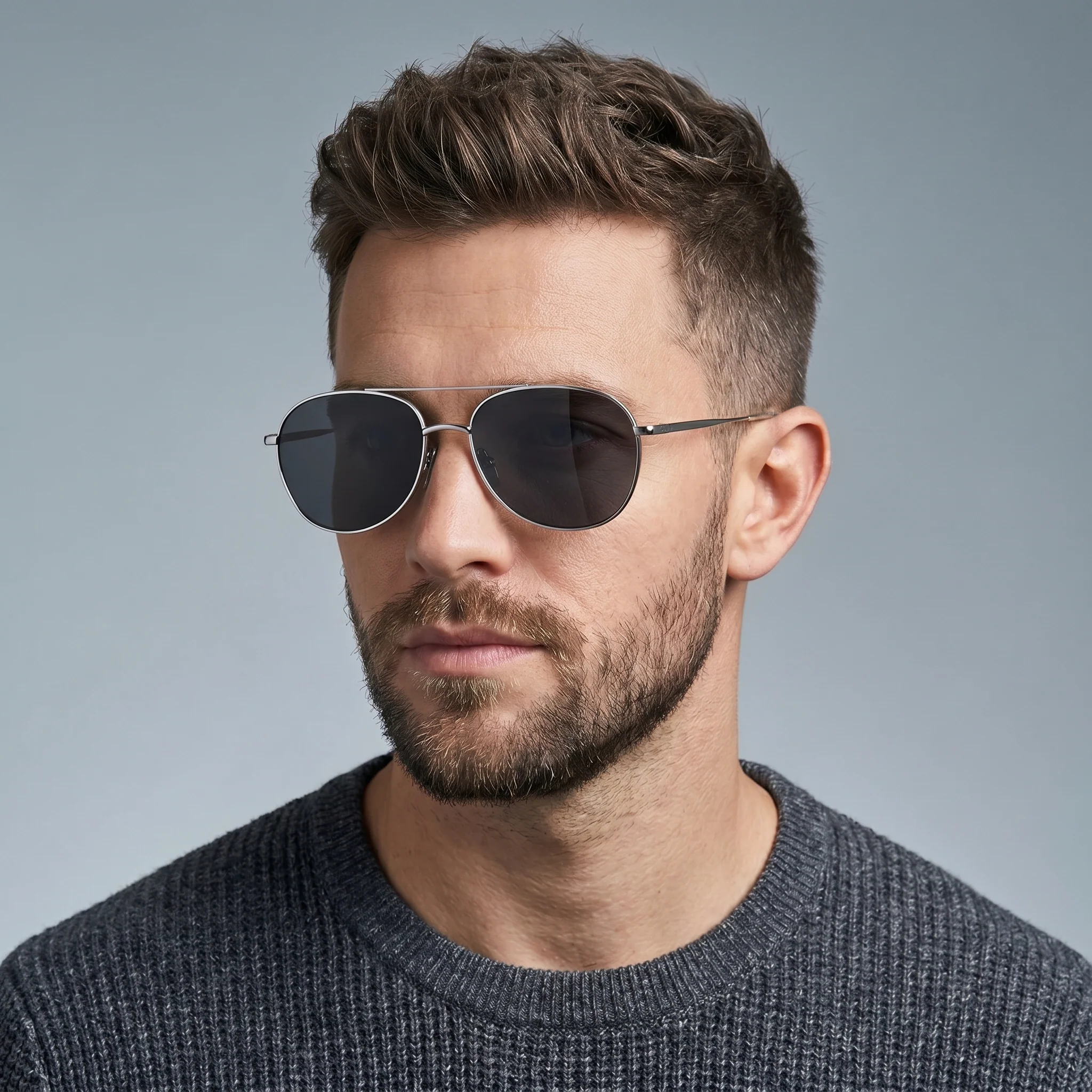 Pilot Sunglasses Silver Grey - Image 3