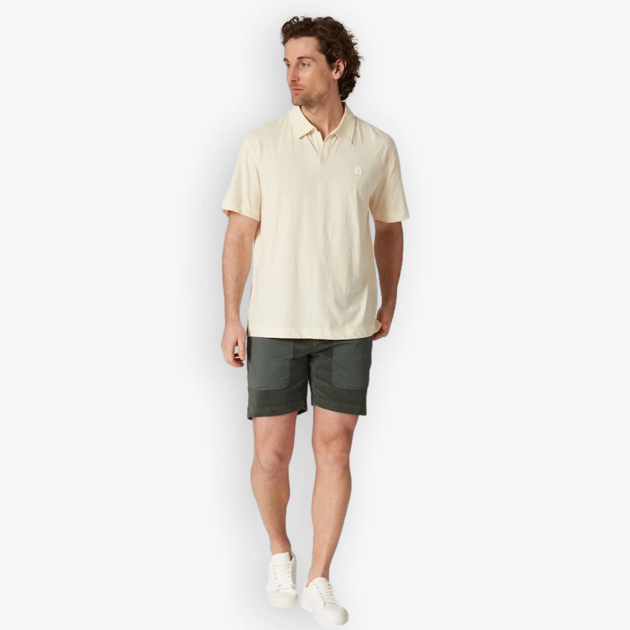 Corduroy Blocked Shorts Green - Image 5