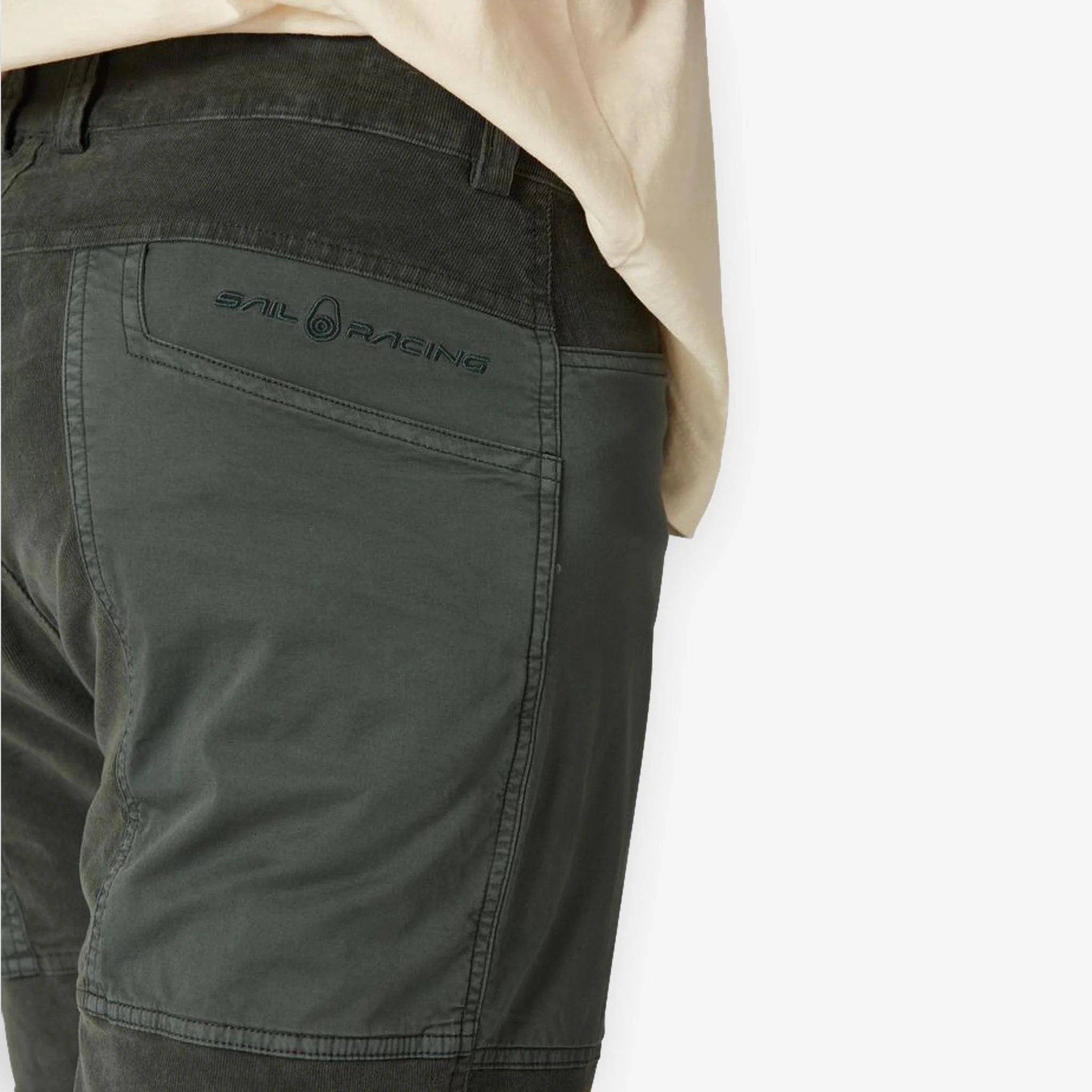 Corduroy Blocked Shorts Green - Image 6