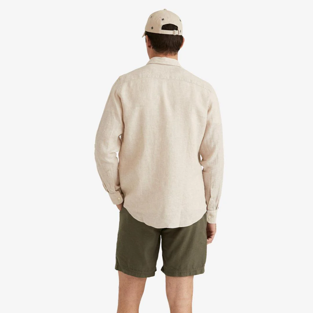 Douglas Linen Shirt Khaki - Image 3
