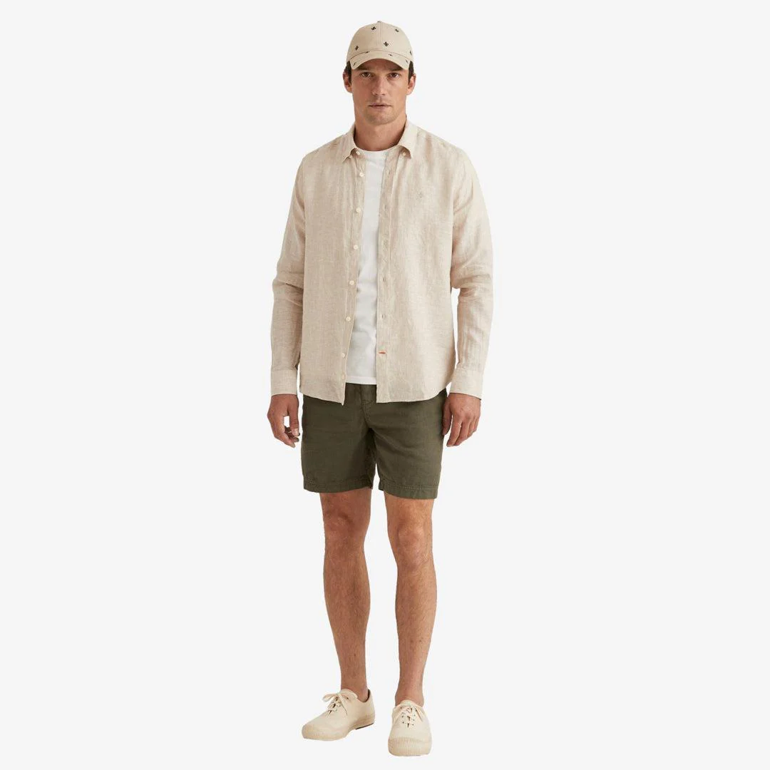Douglas Linen Shirt Khaki - Image 5