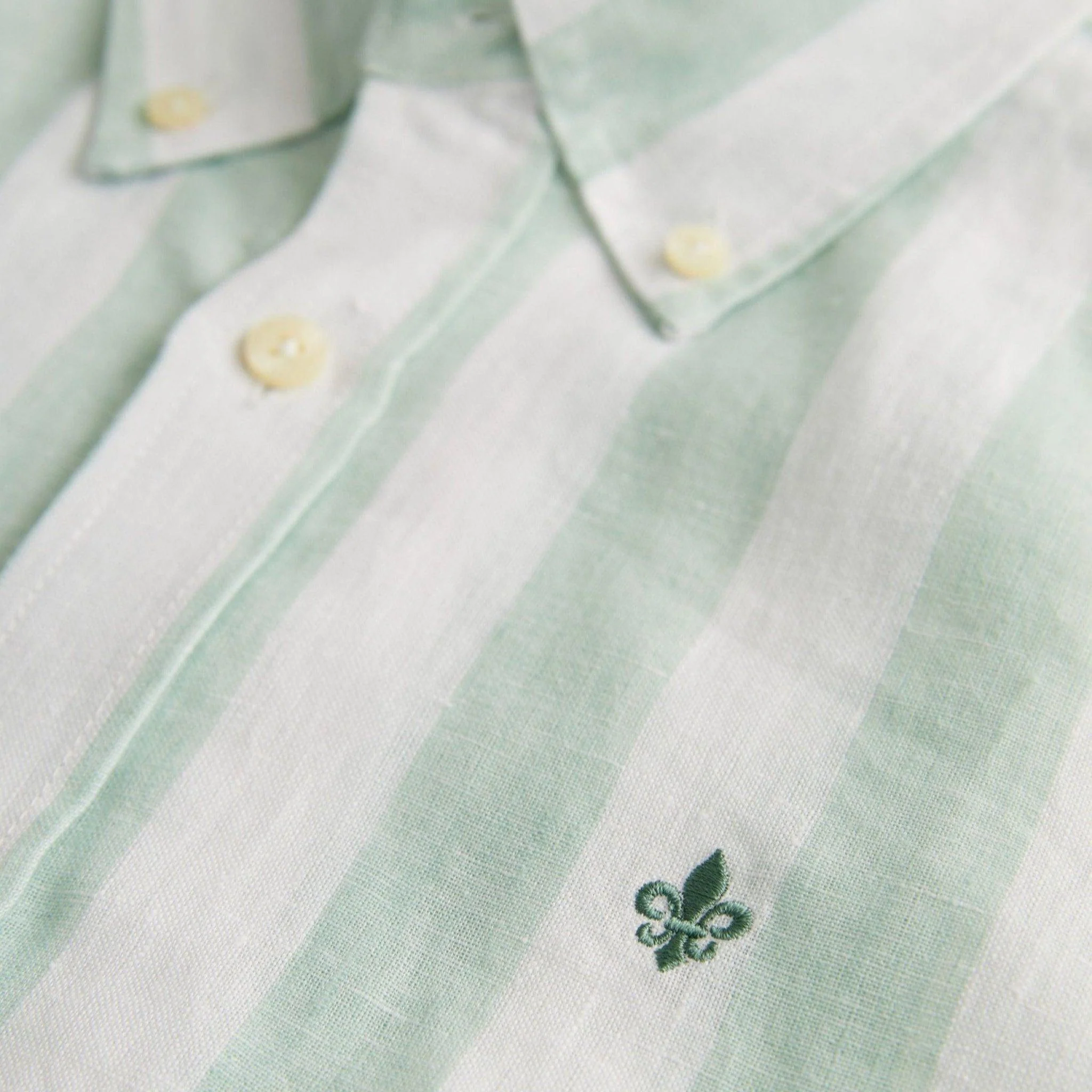 Douglas Striped Linen Shirt Light Green - Image 5