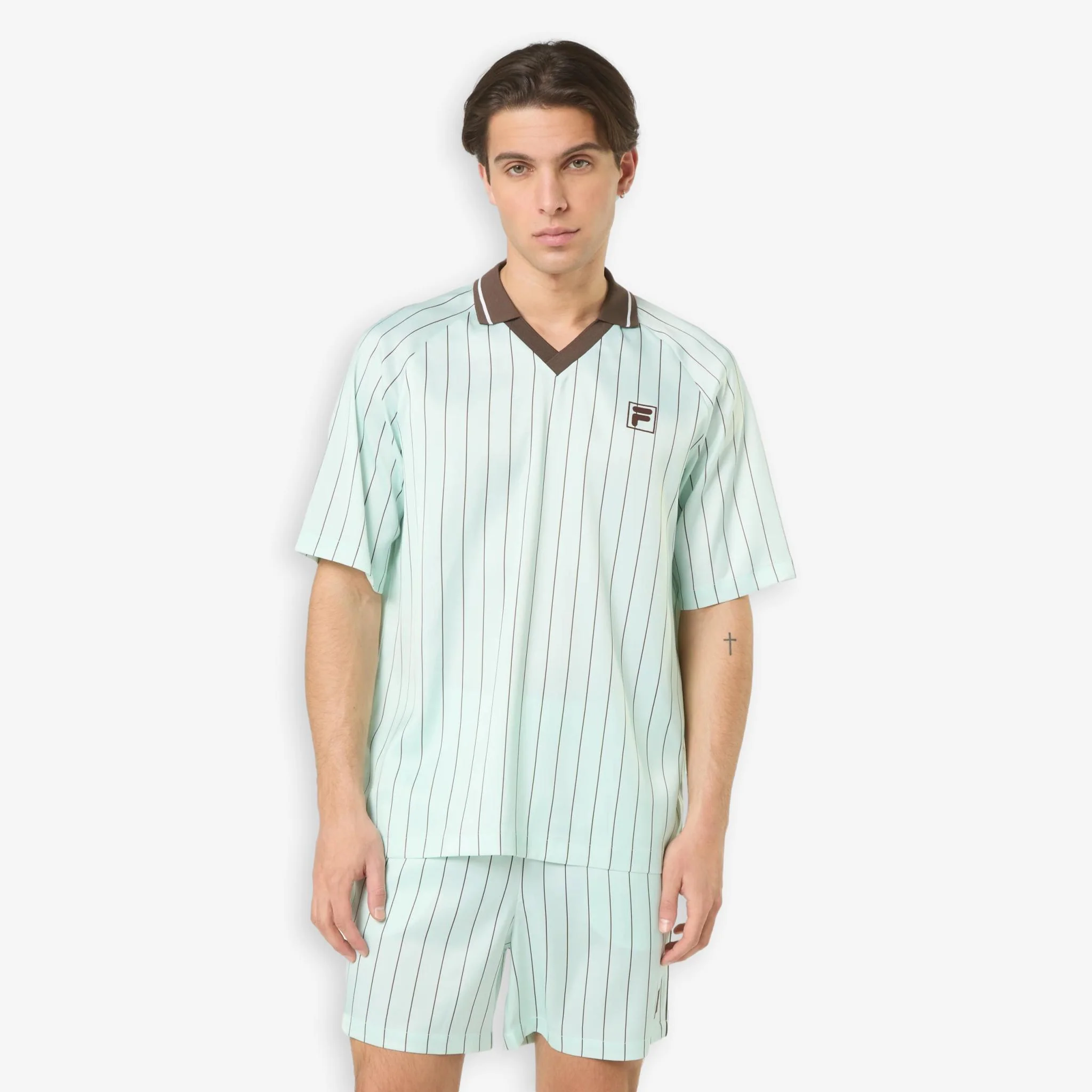 Coverciano Pinstriped Satin Shirt Green - Image 3