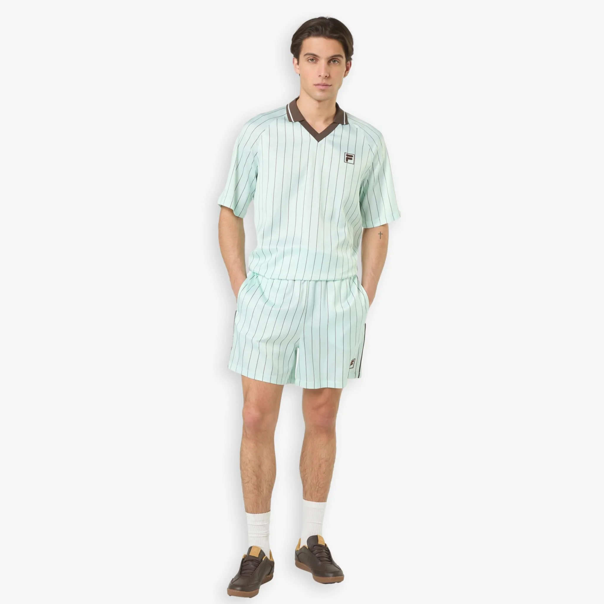 Coverciano Pinstriped Satin Shirt Green - Image 5