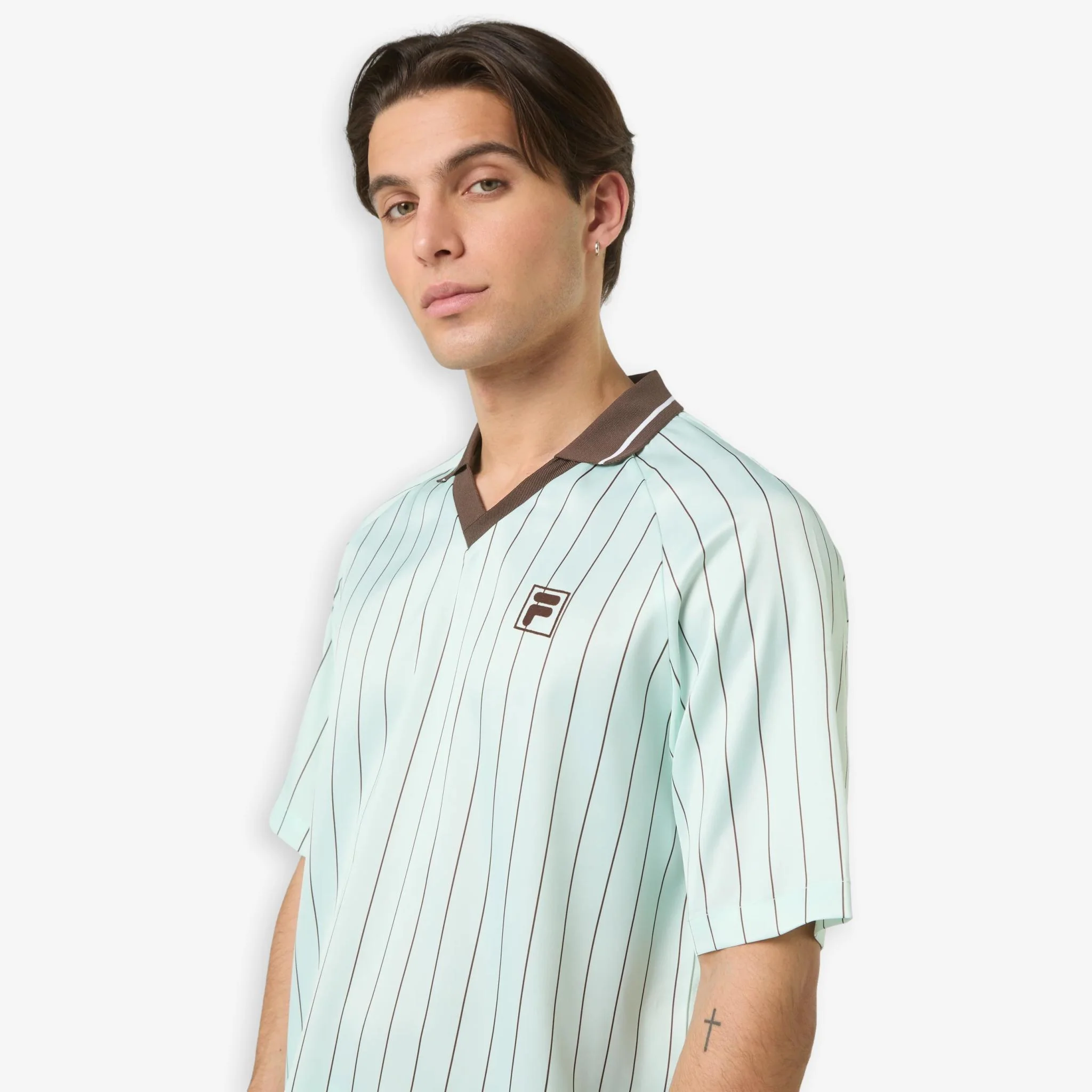 Coverciano Pinstriped Satin Shirt Green - Image 6