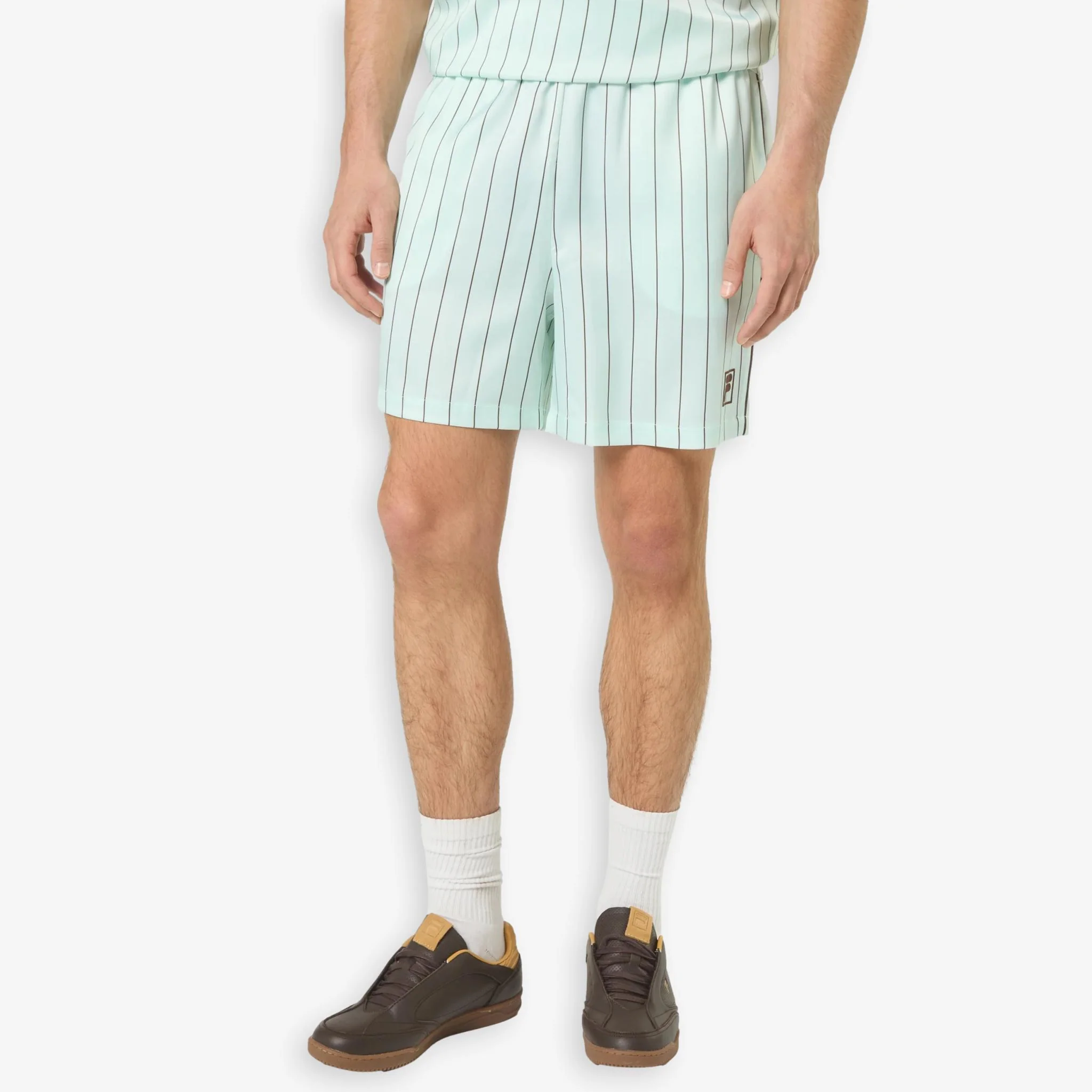 Coverciano Pinstriped Satin Shorts Green - Image 2