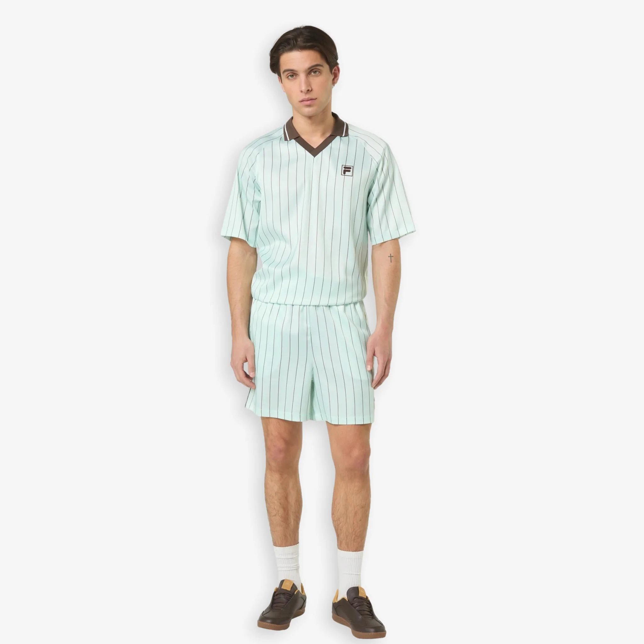 Coverciano Pinstriped Satin Shorts Green - Image 4