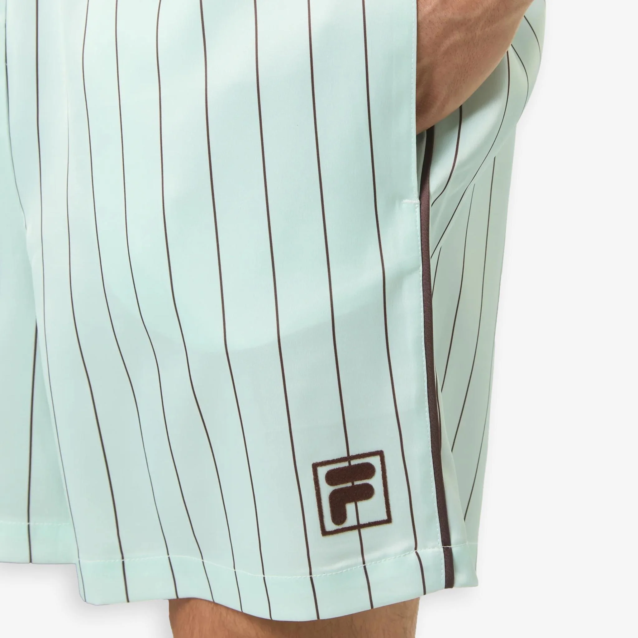 Coverciano Pinstriped Satin Shorts Green - Image 5